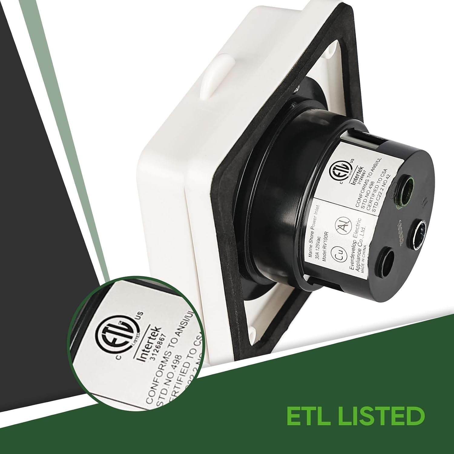 NEMA L5-30P 30 Amp Shore Power Inlet for RVs – Copper & Stainless Steel
