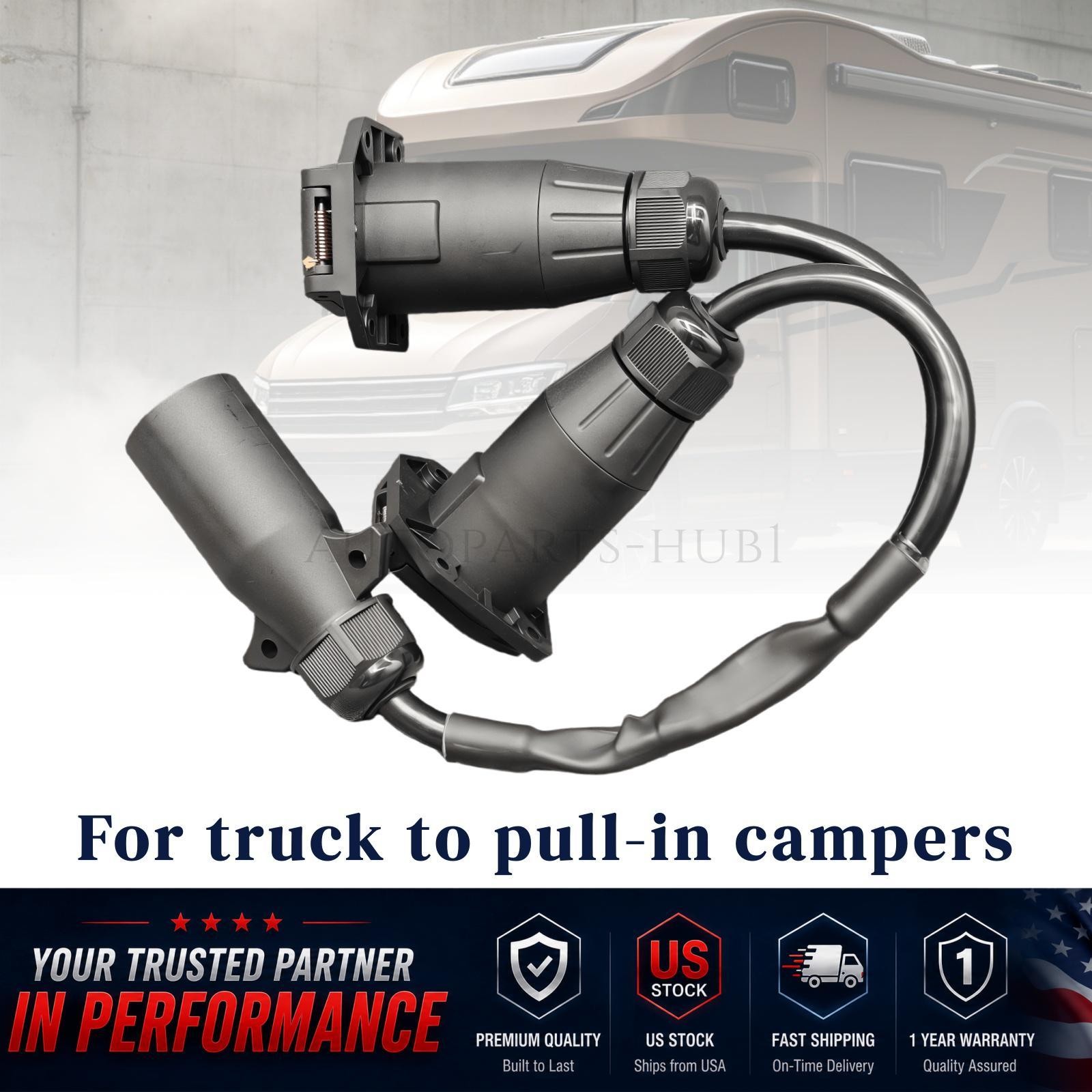 New! Universal 7 Way Y Splitter Trailer Adapter Harness For Pulling Slide USA!