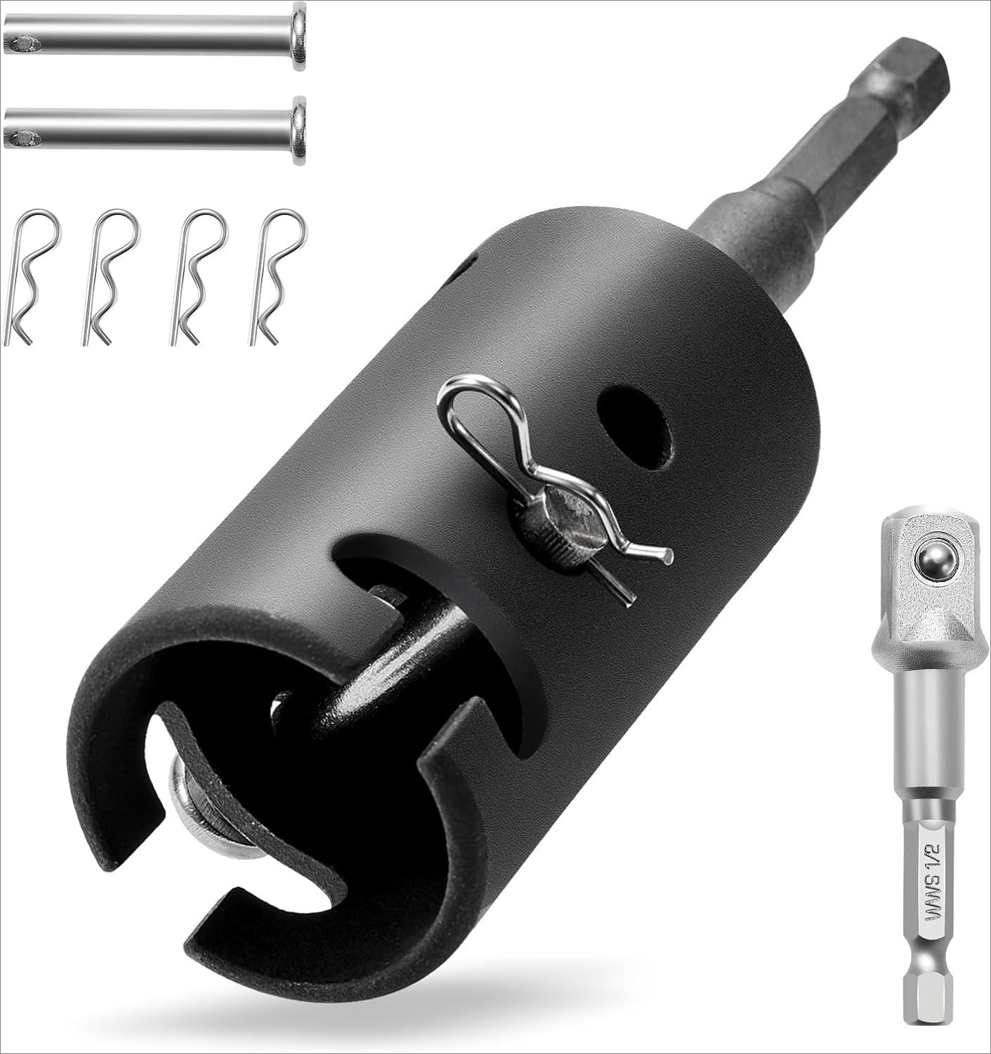 1 Inch Trailer Jack Drill Adapter with Two 1/2 Inch Socket Adapter Bit