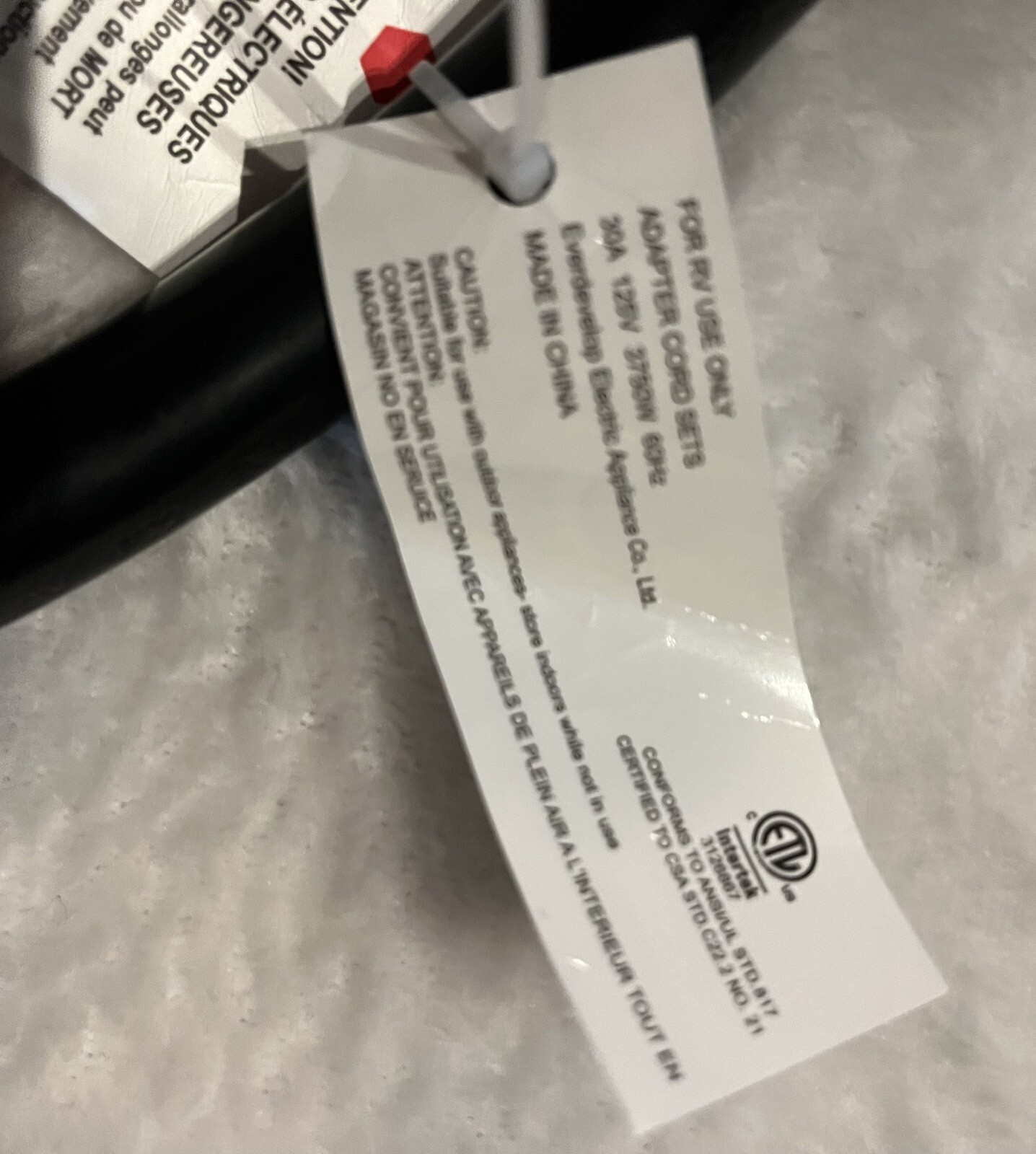 RV Electrical Adapter Cord 30A 125v Everdevelop Electric Appliance Co NEW