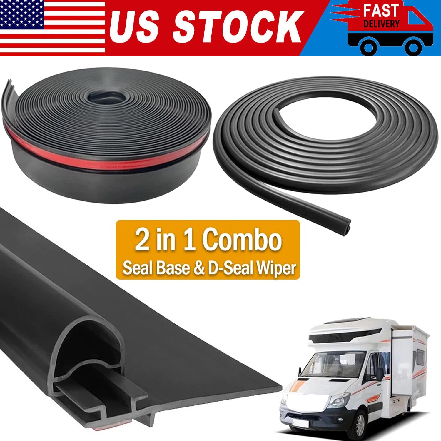 Combo 018-312-EKD D-Seal & 018-341 EK Base RV Slide Out Weather Stripping 35FT