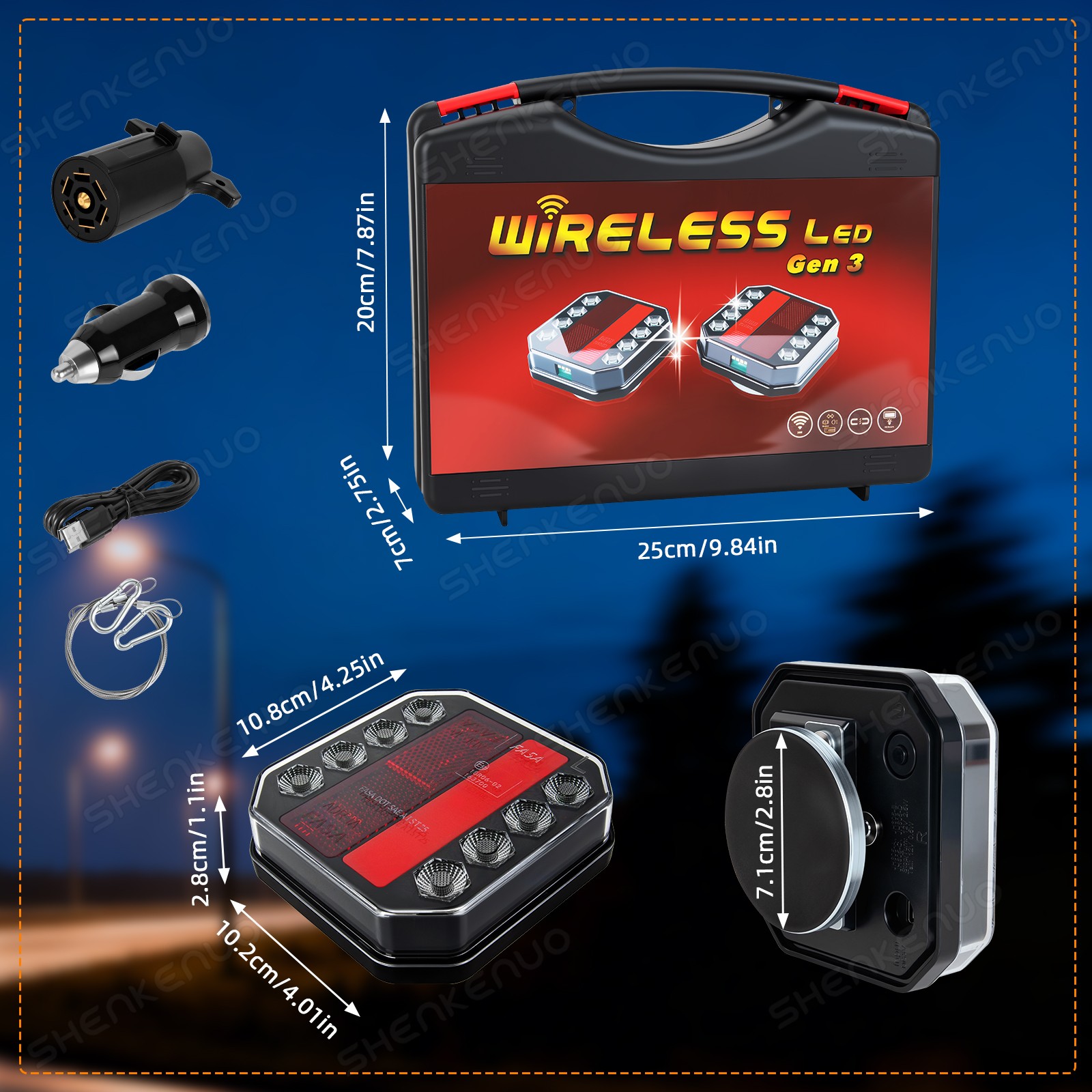 NEW Wireless Magnetic Trailer Lights –Rechargeable LED TailLight Kit For Trailer