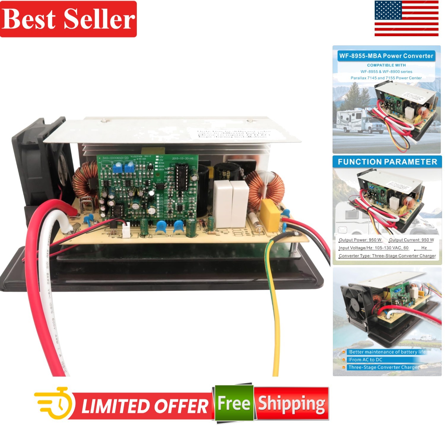 Power Converter Board Assembly Compatible With WF-8955PEC 12V RV Lead-Acid Ba…