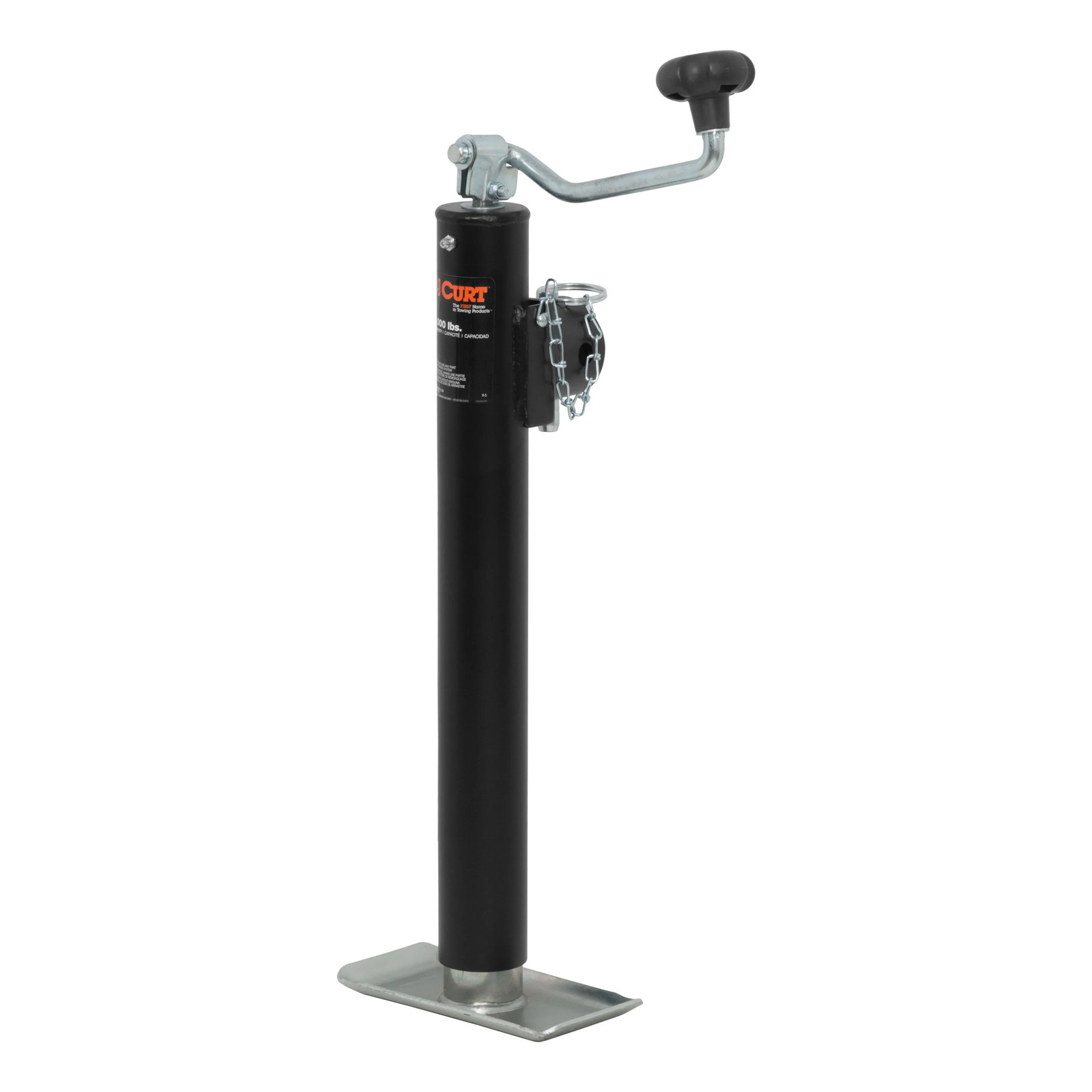 Pipe-Mount Swivel Trailer Jack with Top Handle 2K lbs, 15″ Travel 28322 CURT