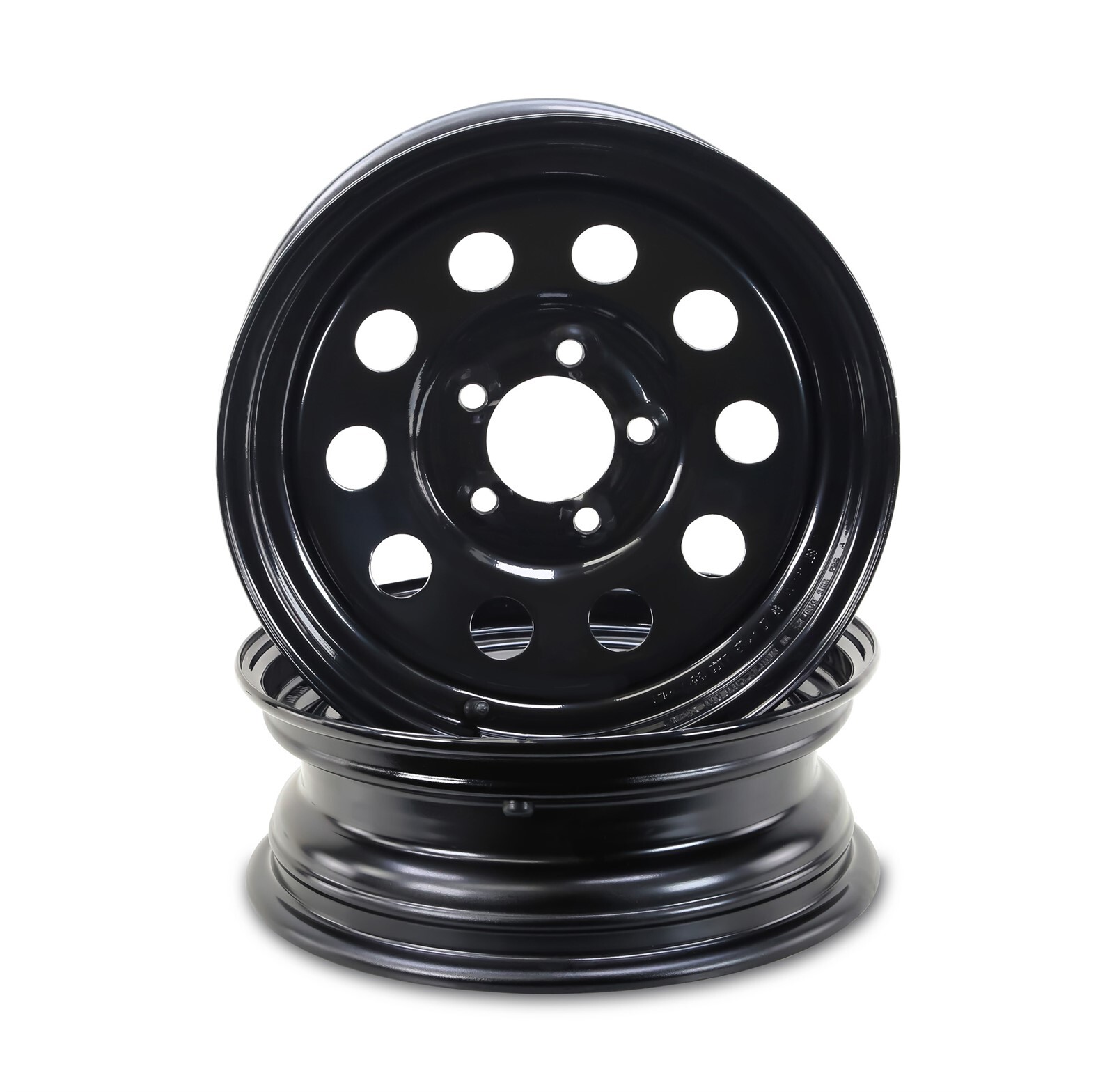 LIBRA 15 x 5 Trailer Wheels 5 Lug on 5″ Bolt Pattern Black Mod, Set 2-17027