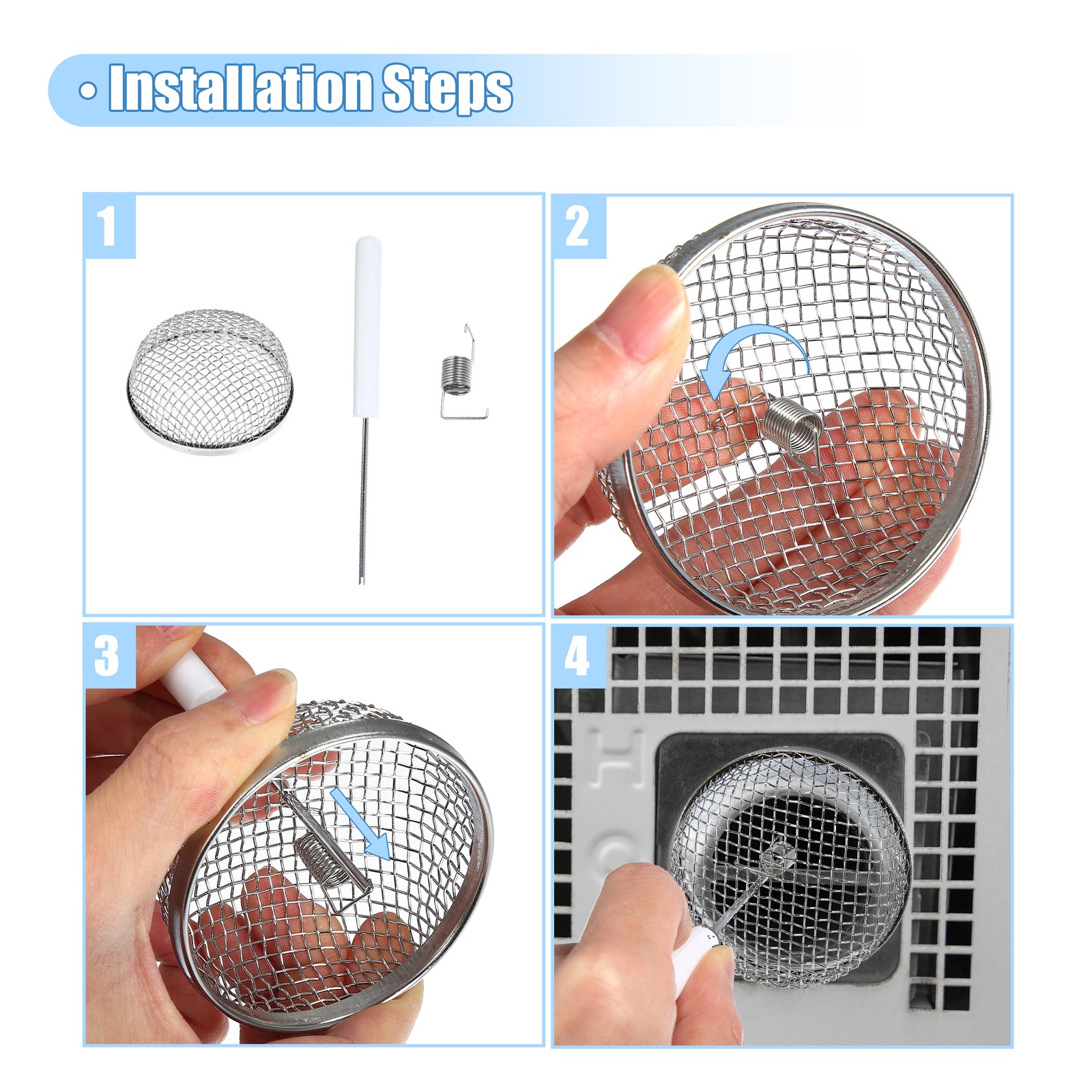 2 Pcs RV Flying Screen RV Furnace Camper Heater Exhaust Vent Cover 2.8″ Mesh