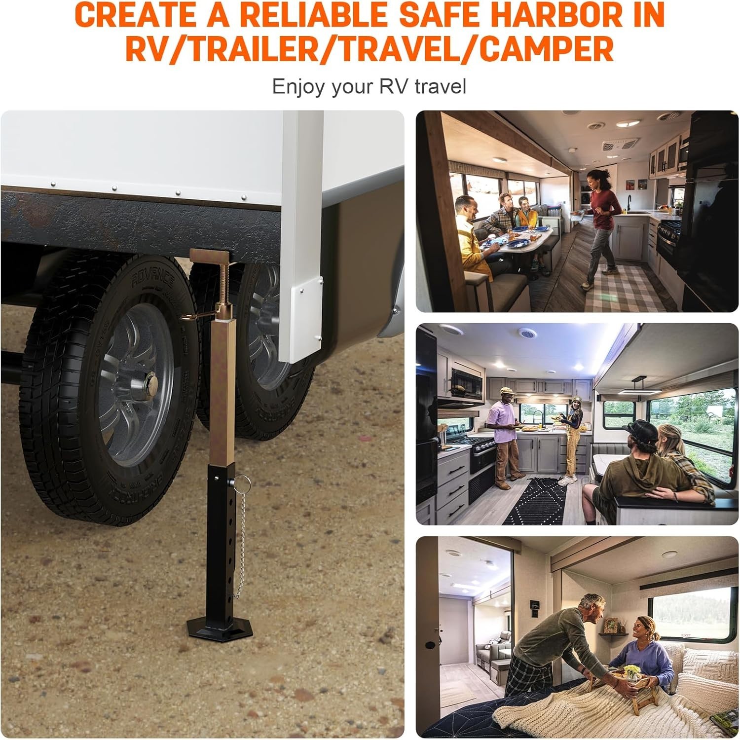 Compact RV Slide Out Stabilizer Jacks Set – 15-35 Inch Adjustable Steel Support