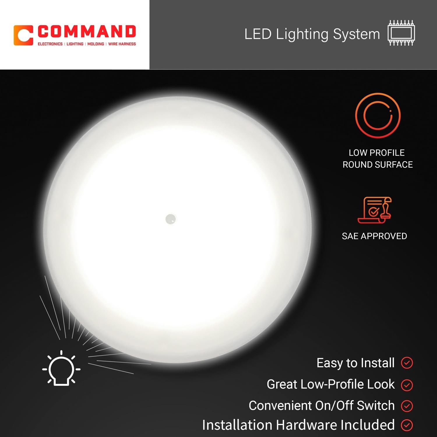 OEM 12V LED Low Profile Surface Mount Ceiling Light with Switch – 5 Pack