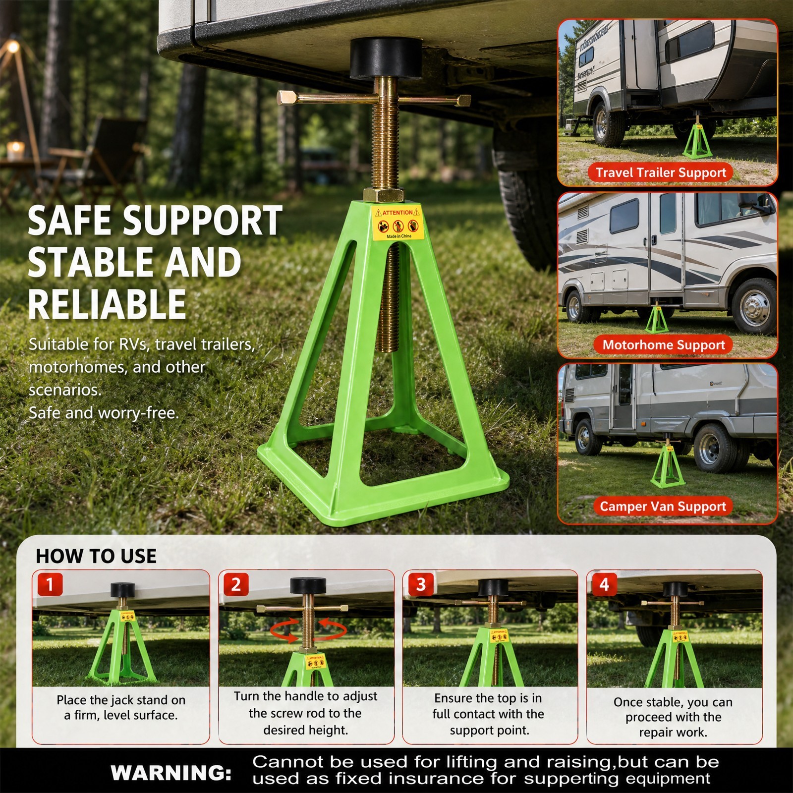 4 Pack RV Camper Stabilizer Jacks 3300lb Adjustable Support Stands 11″to 17″