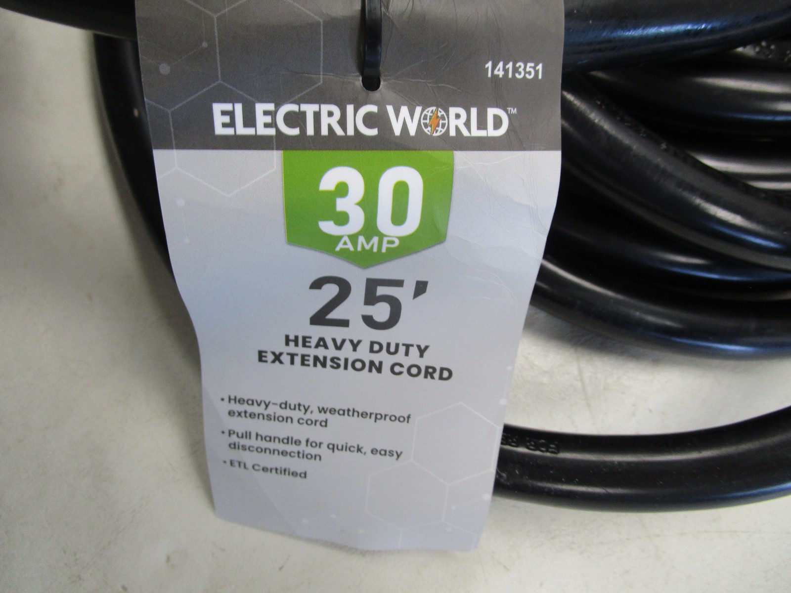 ELECTRIC WORLD 30 AMP HEAVY DUTY EXTENSION CORD 25′ FEET 141351 RV CAMPER