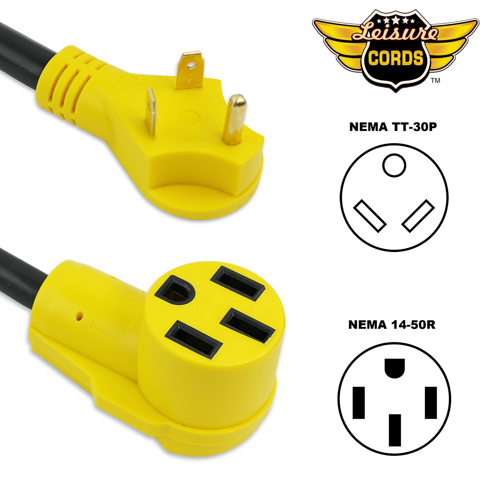 50 Amp Female to 30 Amp Male Dogbone Adapter RV Electrical Cord Cable 18″ INCH