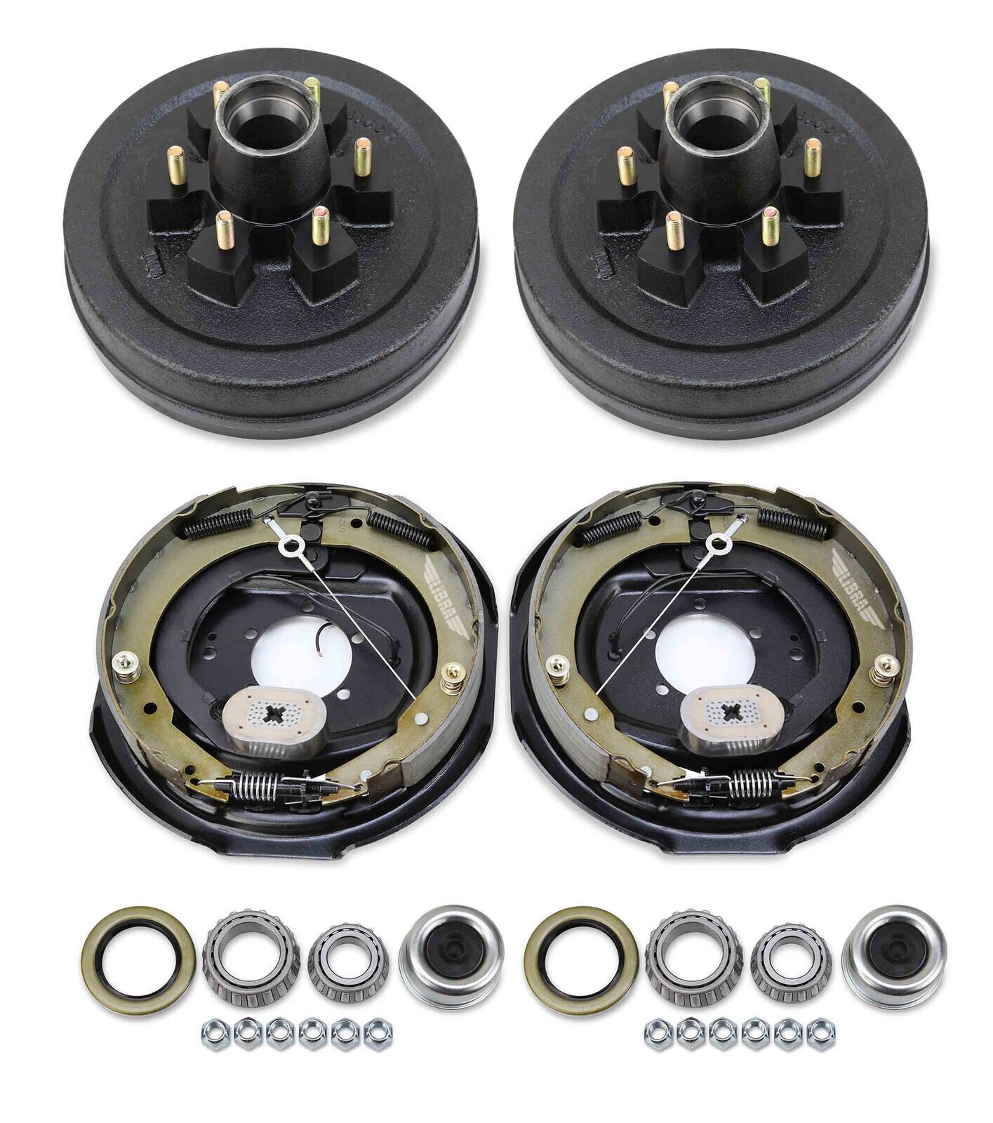 LIBRA Trailer Hub Drum Kits 6 on 5.5″ & Self Adjust Electric Brakes 6000 Lb Axle