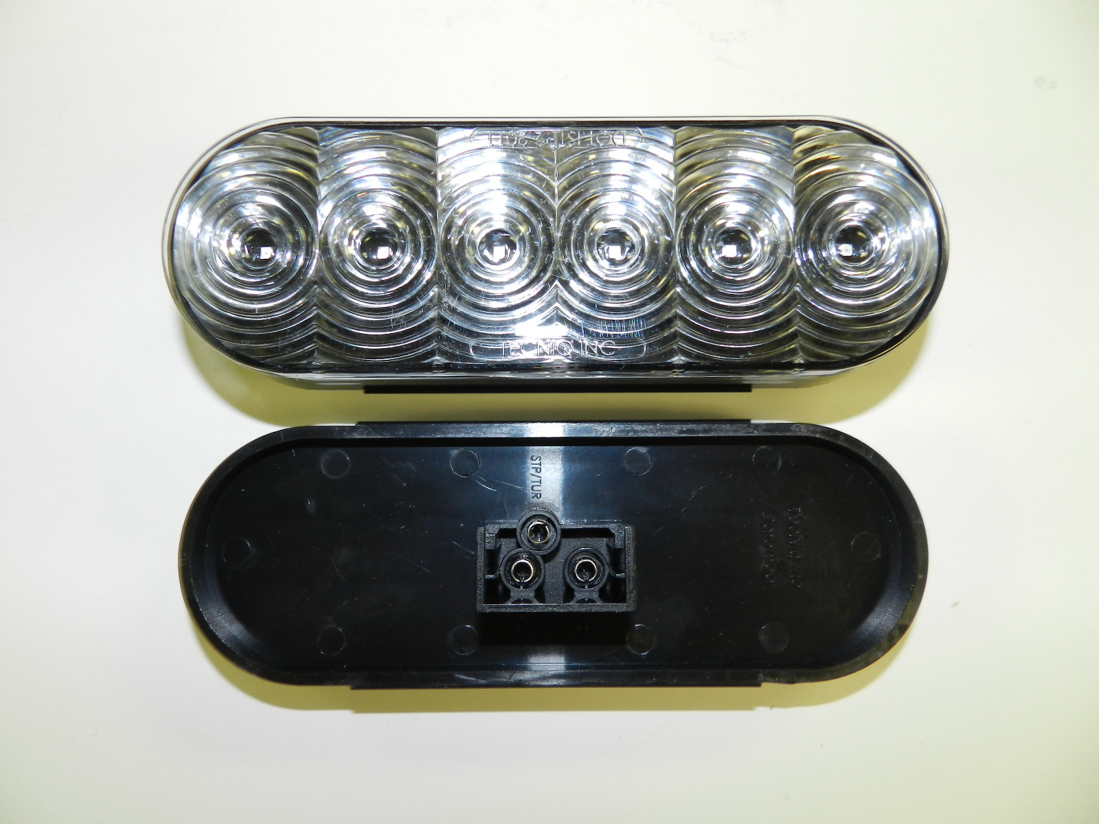 (4) Trailer Truck LED Sealed CLEAR/ RED 6″ Oval Stop/Turn/Tail Light Made in USA