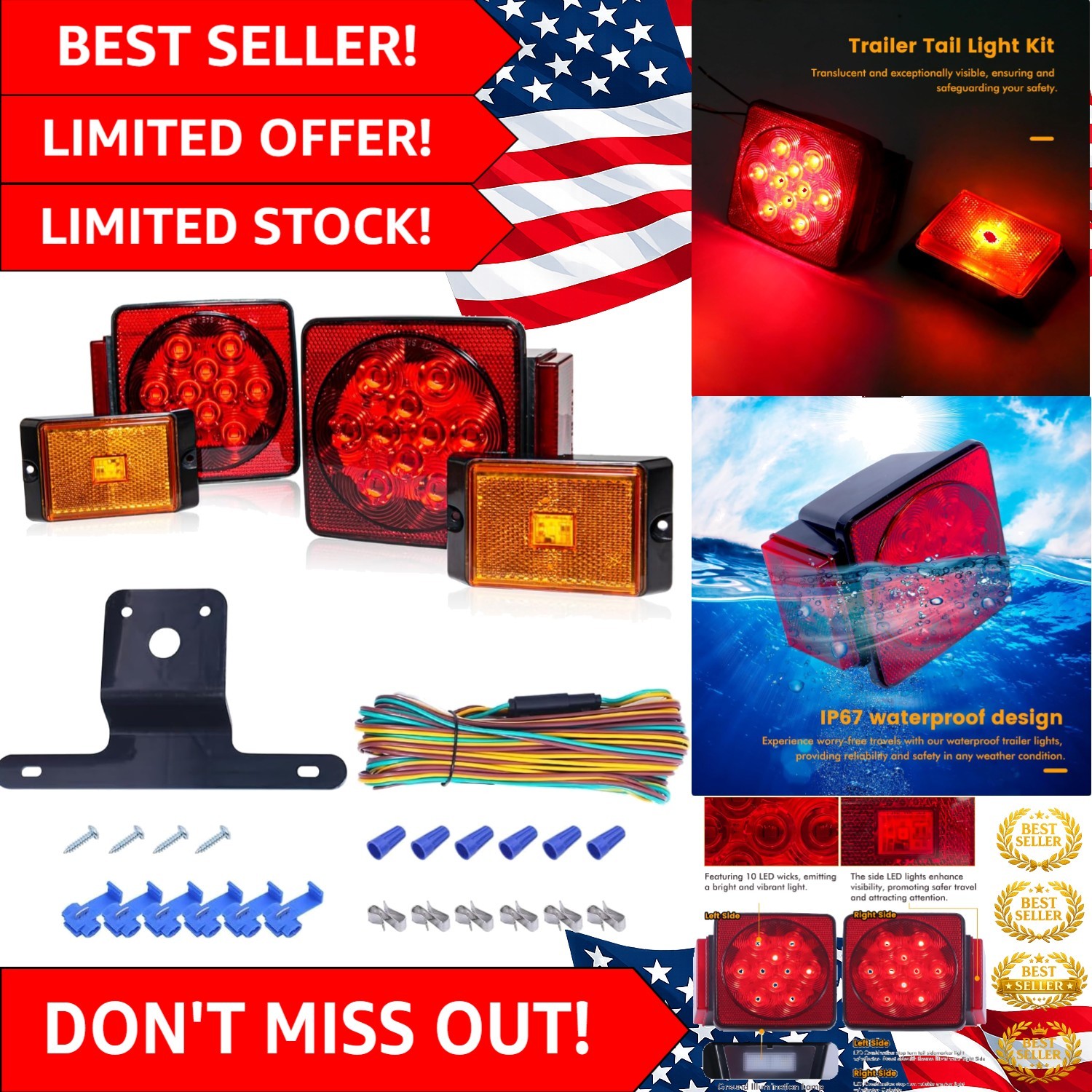 Durable Waterproof LED Trailer Light Kit – Easy Installation for Trailers & RVs
