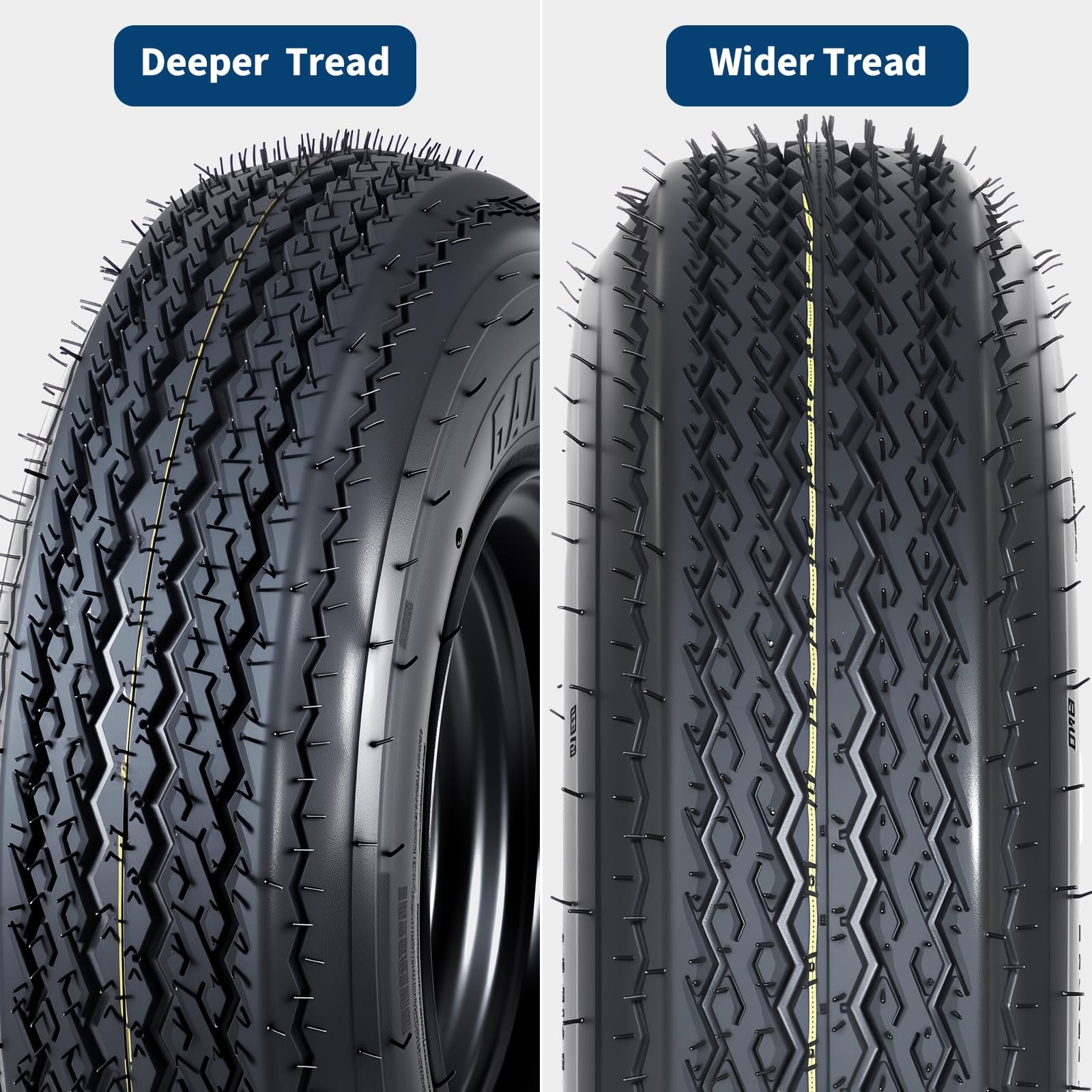 2PCS Trailer Tires on Rims 4.80-8 480-8 4.80×8 Tires 6 Ply Wheels Black ,4 Lug
