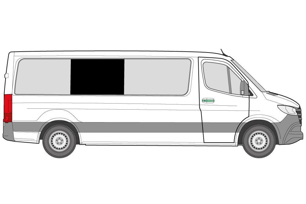 VW Crafter LWB 2017 On Just Kampers Right Middle Window Blackout Curtain