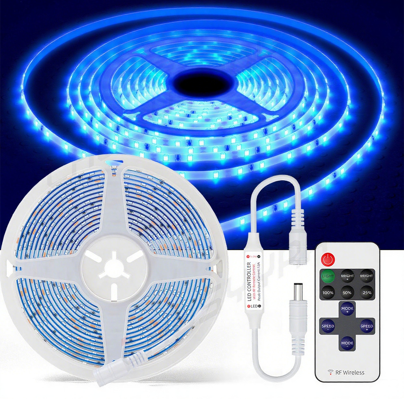 5M 16.4ft Waterproof LED SMD Flexible Strip Light 12V+Remote+Power