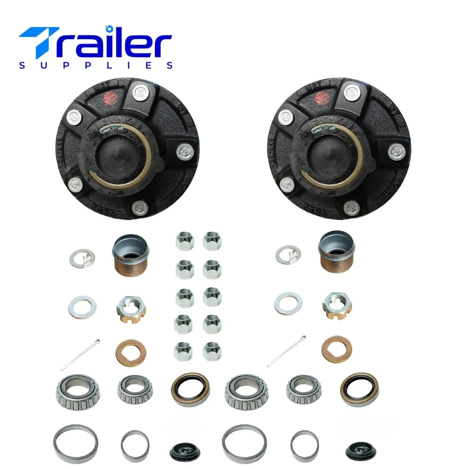 2 Idler Hub Kits – 5 on 5, Fits 3.5K Axle, #84 Spindle, Pre-Greased