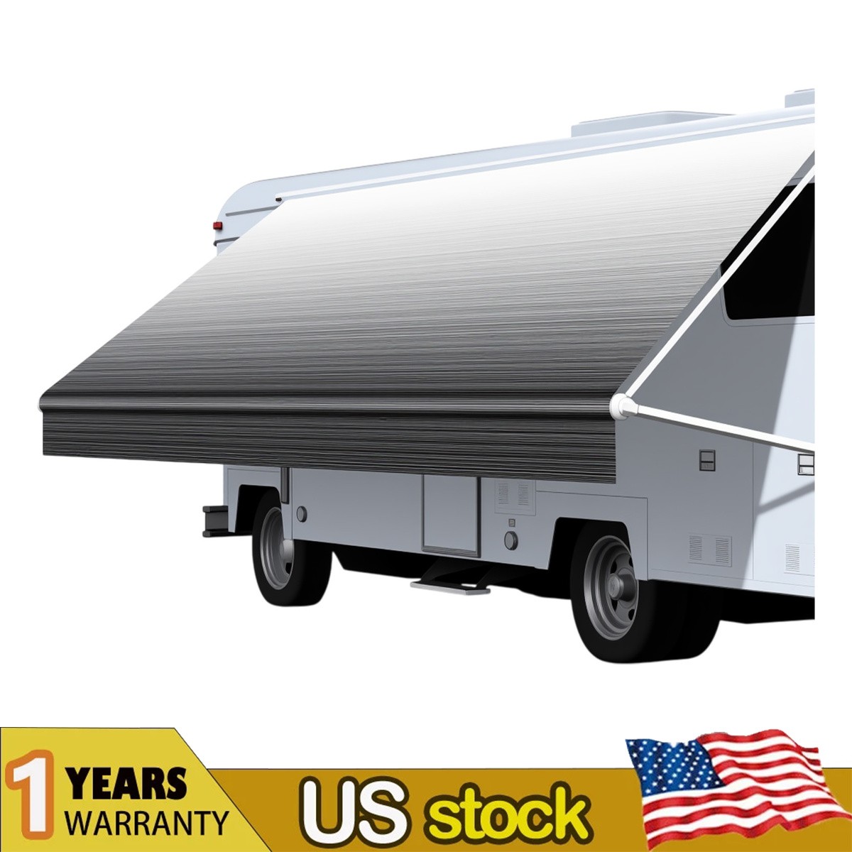 Waterproof RV Awning Fabric 18FT Strip Gray Fade UV Resistant For Camper Fabric