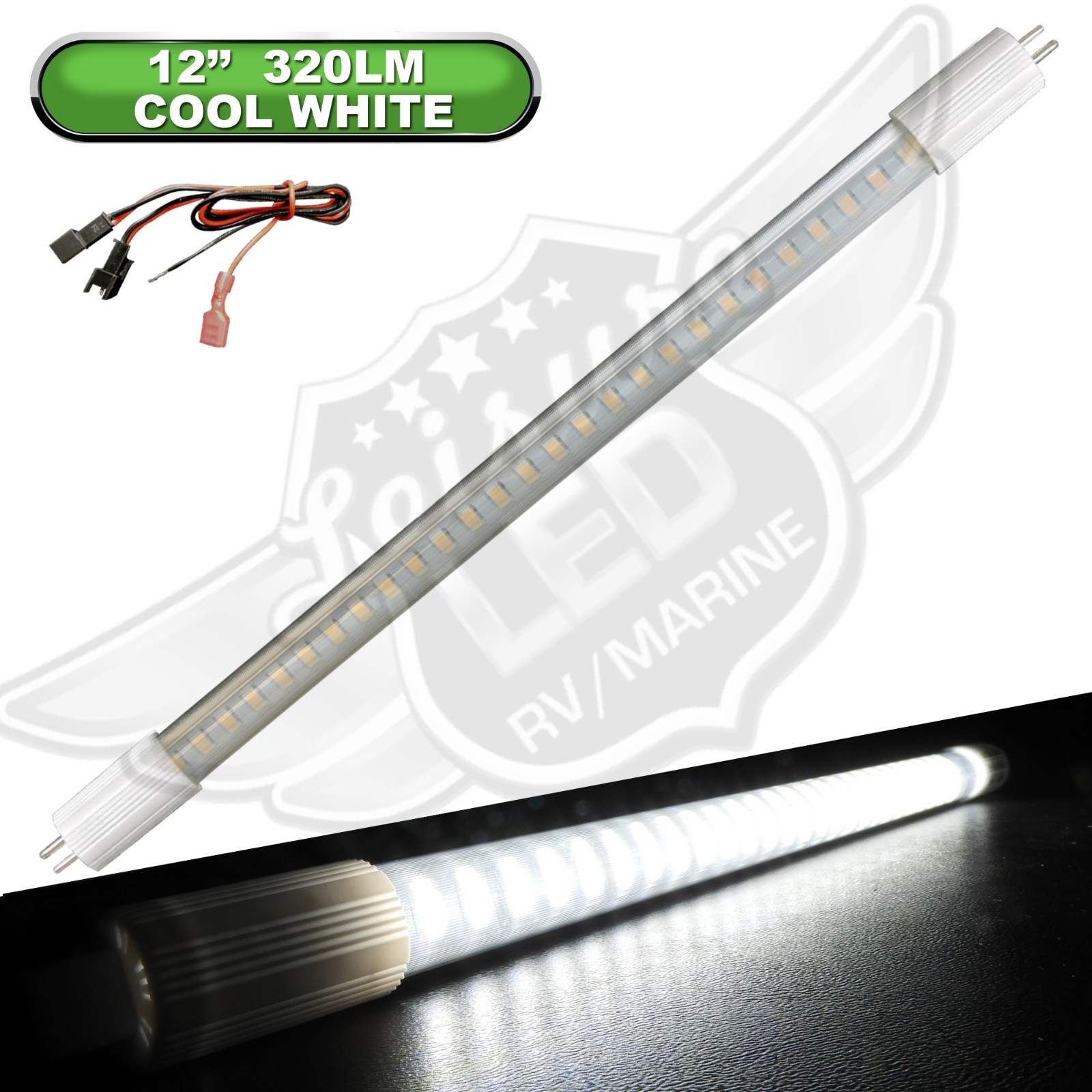 12-30V DC-LED F8T5 Tube Light-T5 12″ (Overall 11-3/4″)-4W Cool 6500K for RV