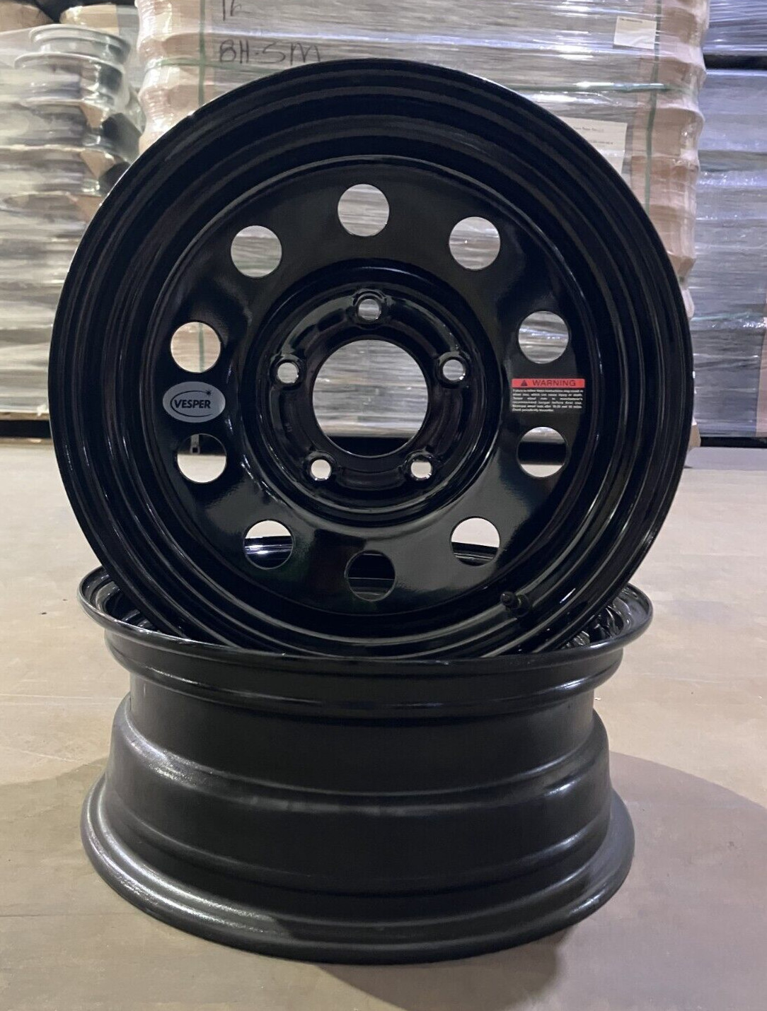 15×6 Steel Trailer Wheel 5 lug on 5 Black Modular Trailer Rim 2-Pack