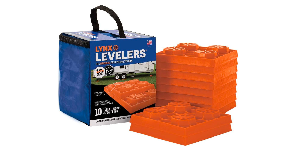 RV Leveling System Trailer Tire Blocks Camper Levelers Travel Storage Case 10 Pc