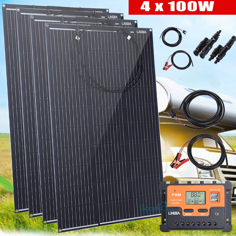 4 X 100 Watts Solar Panel Kit 30A 18V Battery Charger Controller Caravan Boat RV