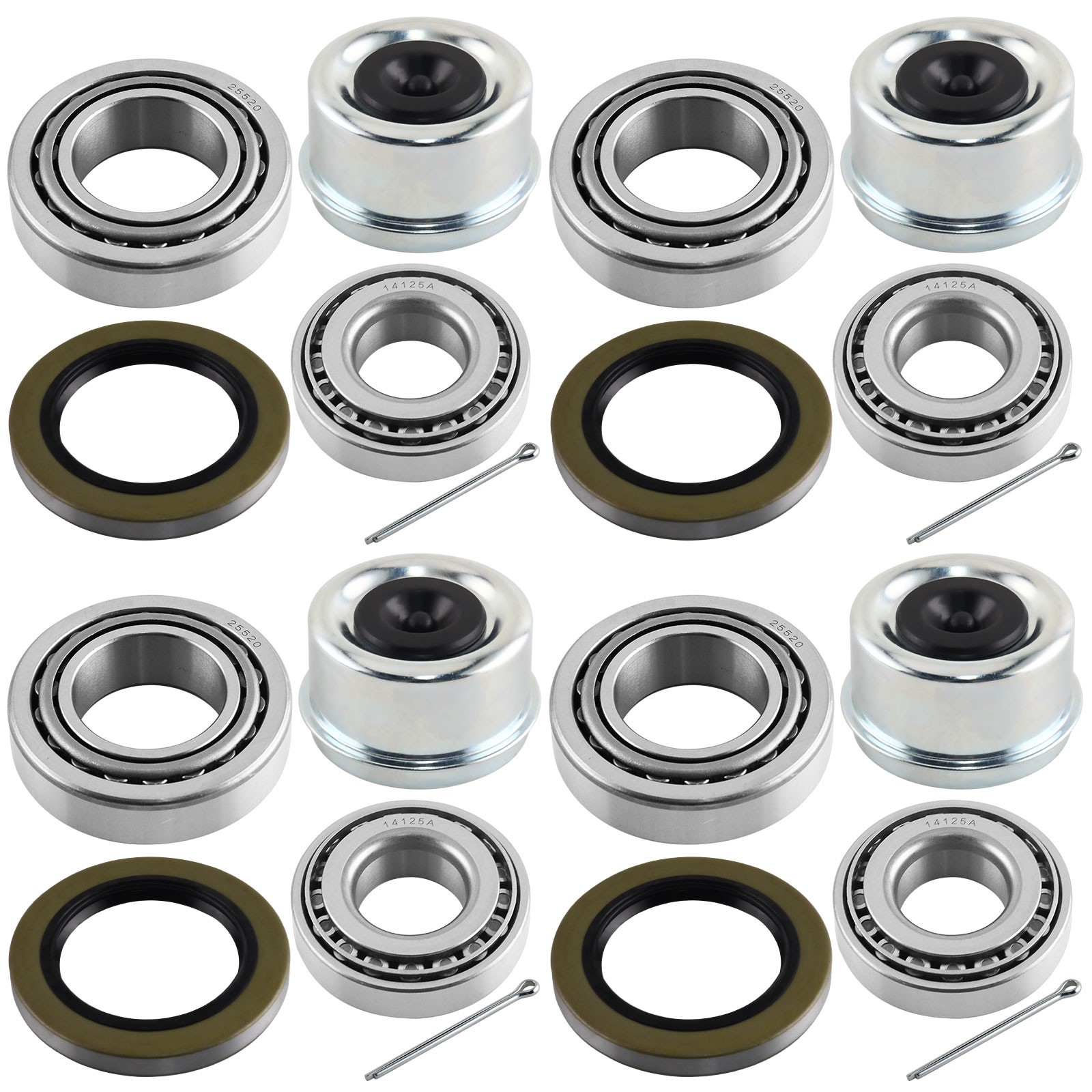 4Sets 25580 14125A Trailer Hub Wheel Bearing Replace Kit Fit 5200-7000lbs Axles