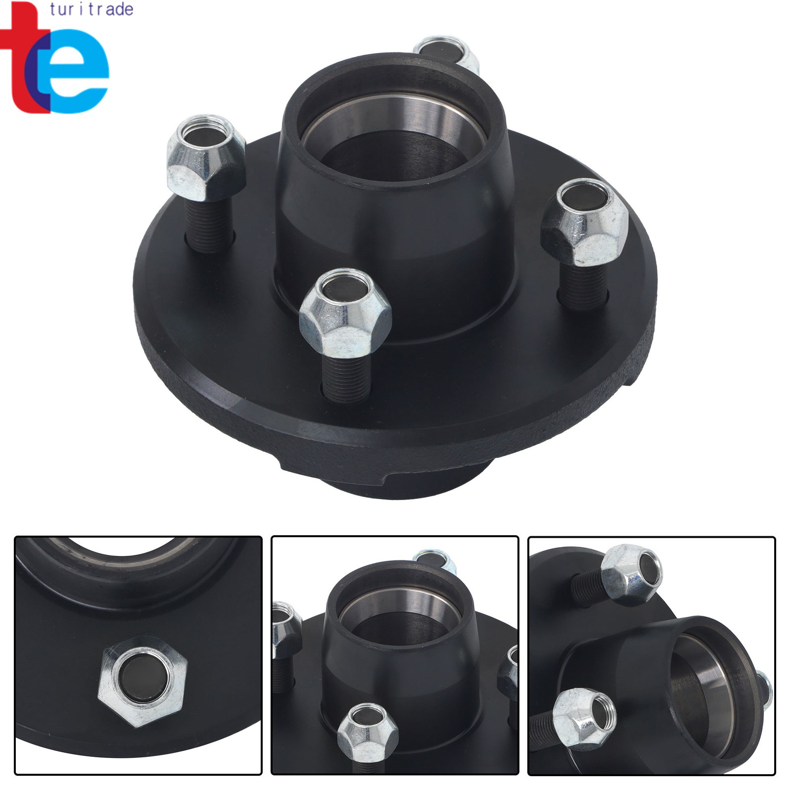 2 Sets 4 on 4″ Trailer Hub Kit With Trailer Bearing KitFor 2000 lbs. 1″ Spindle