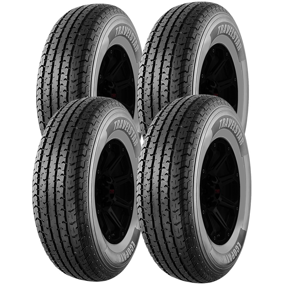 (QTY 4) ST205/75R15 Travelstar Ecopath ST 111/106M LRE Black Wall Tires