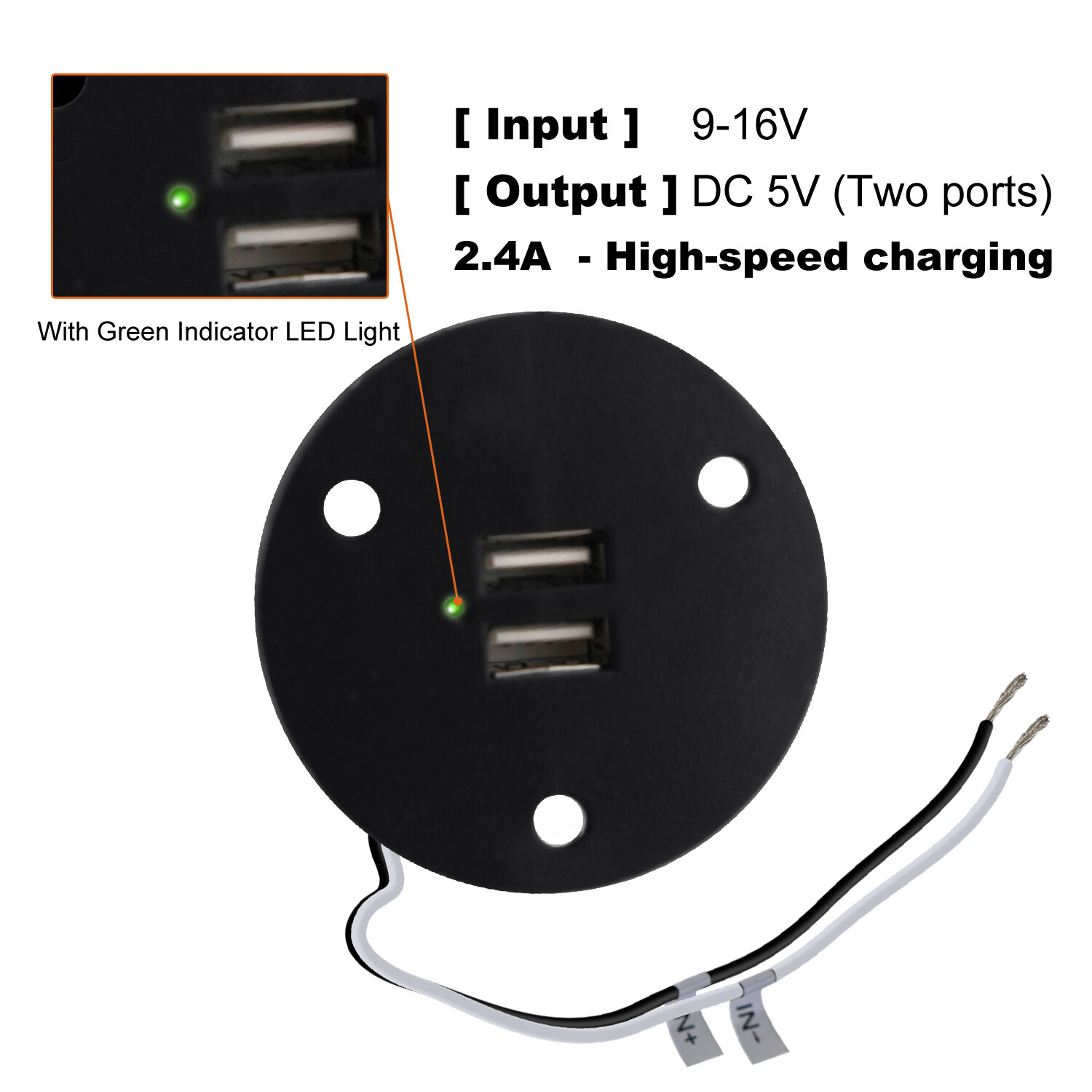 Facon 2 USB Charging Port Charger RV Electronics Socket for Trailer Boat Camper
