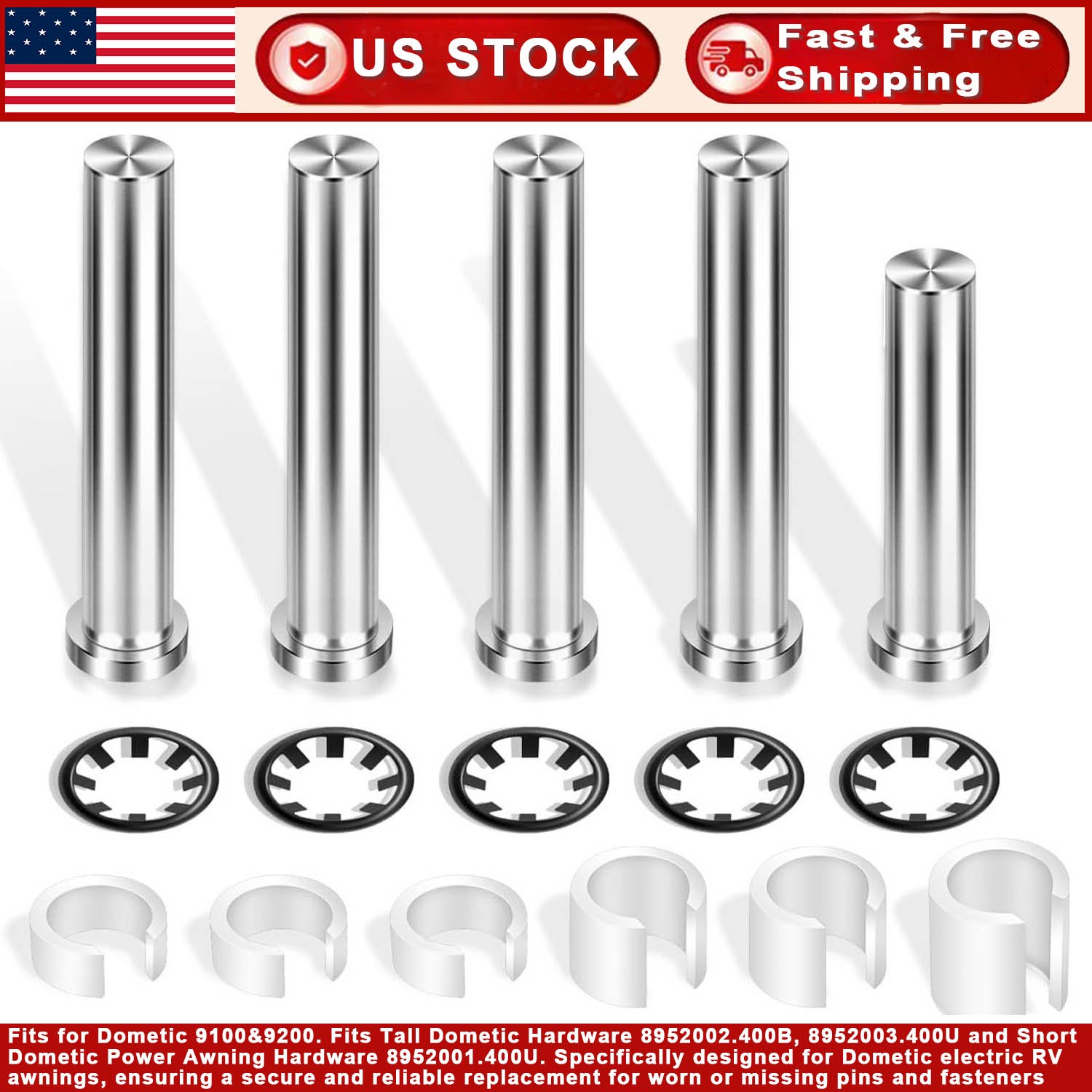 Awning Arm Repair Pin Fastener Kit For Dometic 9100/9200 Power RV Camper Trailer