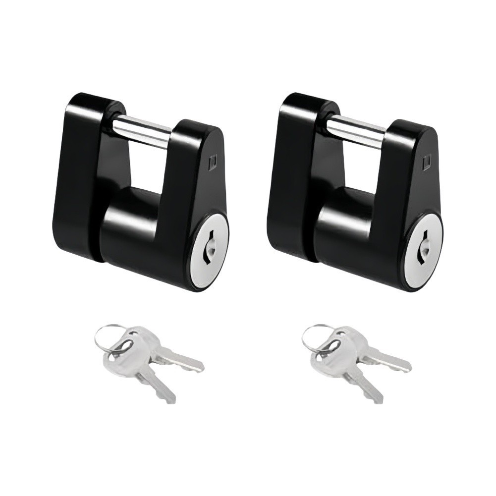 Trailer For Hitch Coupler Lock with Flat Key 1/4 in Dia 3/4 in Span Steel