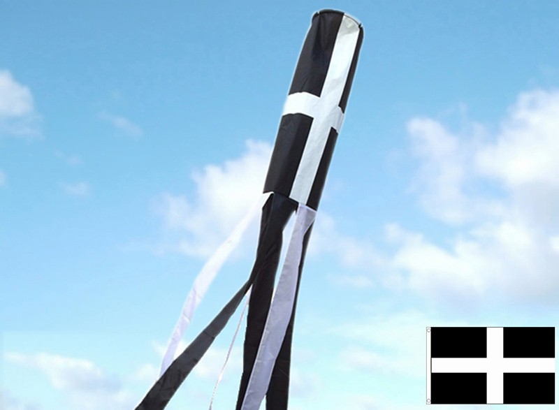 Cornish Flag Windsock 60inches St. Piran – will fly from a telescopic flag pole
