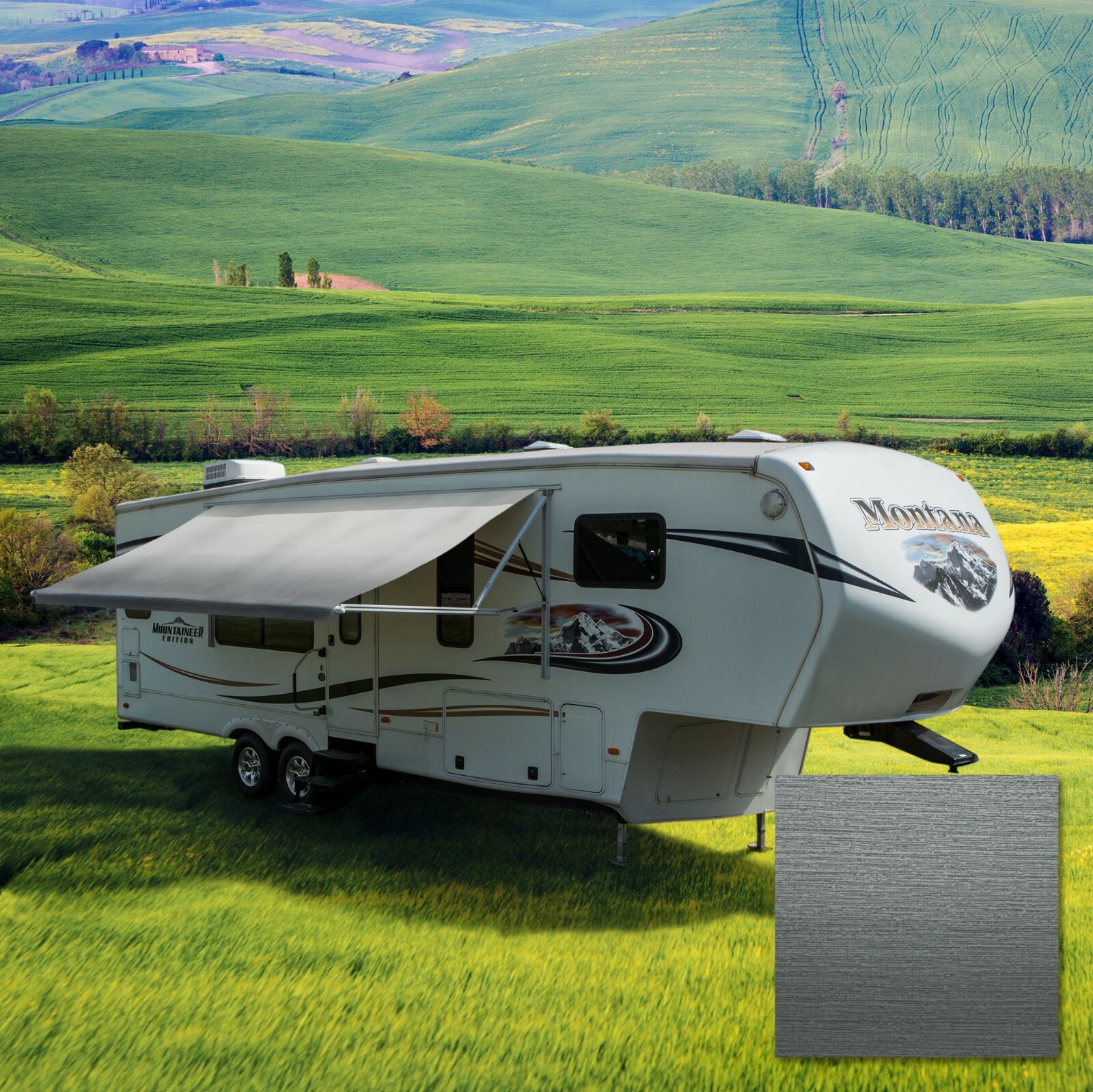 Gray RV Awning Fabric 12-22 Ft Camper Canopy Replacement Material