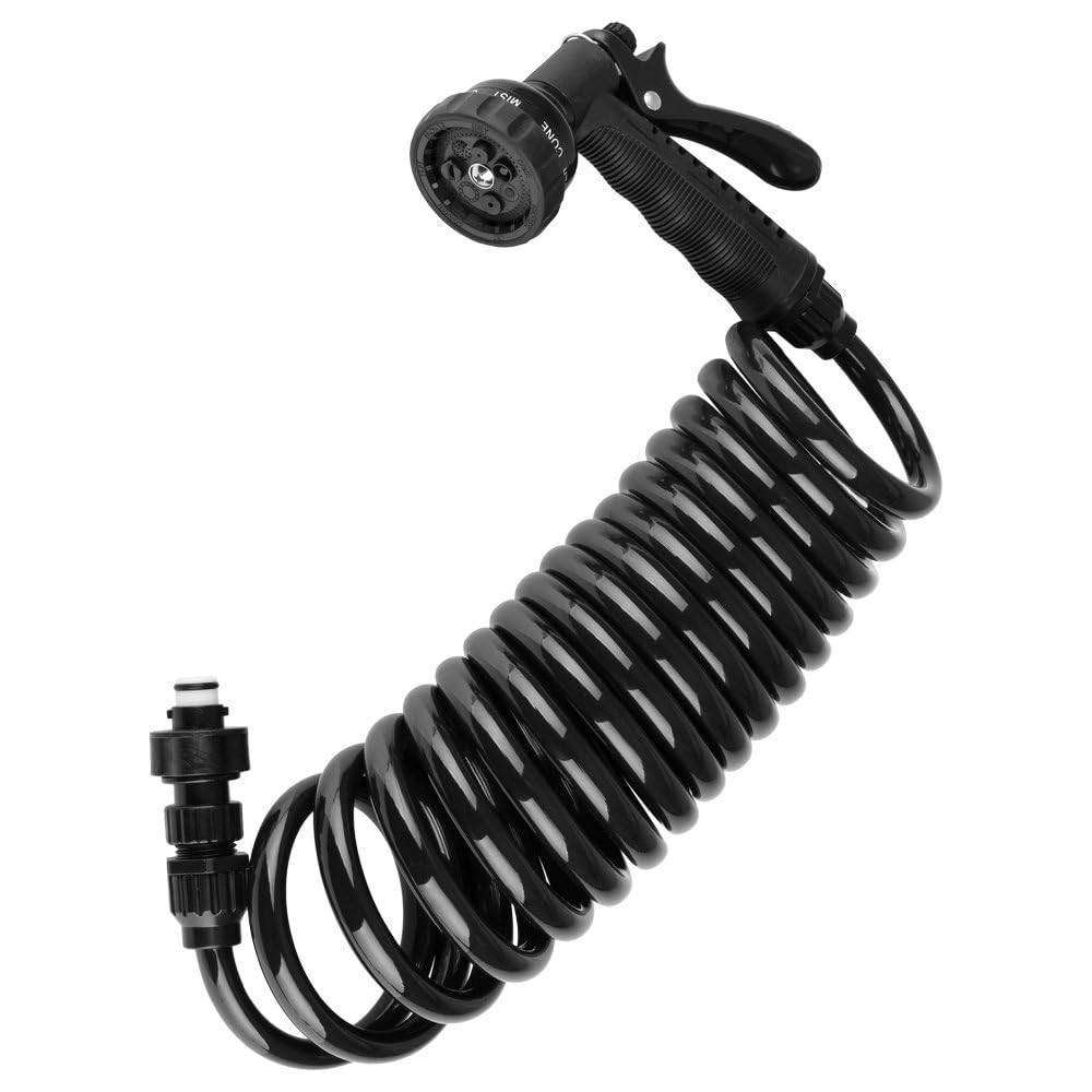 RV Exterior Quick Connect Sprayer 7 Settings Coiled Hose Black Dura Faucet