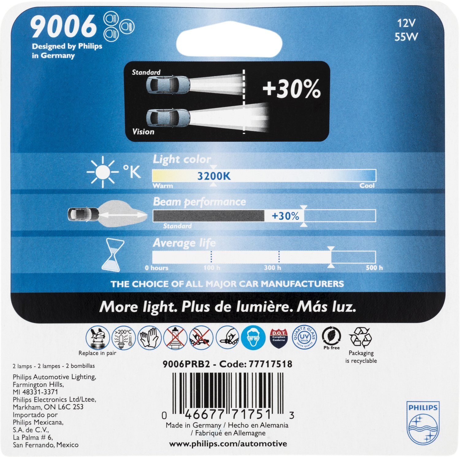 2x Philips 9006 H4 Upgrade Super Bright More Vision Light Bulb Lamp GERMANY BEAM