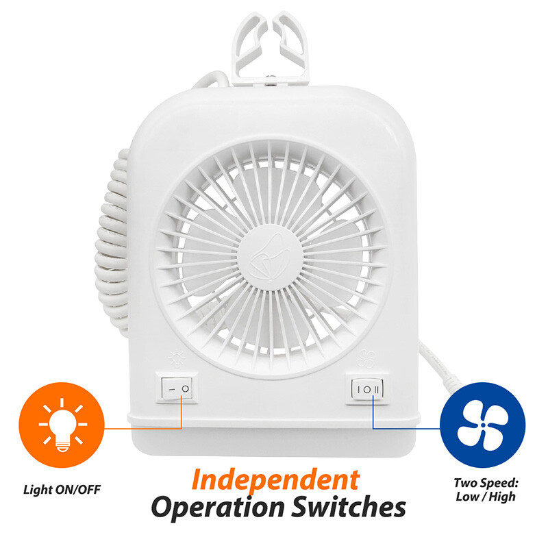 RV Light Fan Combo 12V Bedside Lamp 2-Phase Fan Bunk Pop-up Van Camper Interior