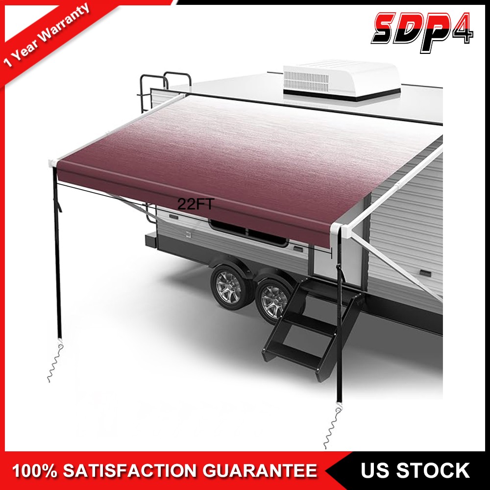 8′ Width 12 Feet Length RV Awning Fabric Camper Awning Replacement Shade Pink