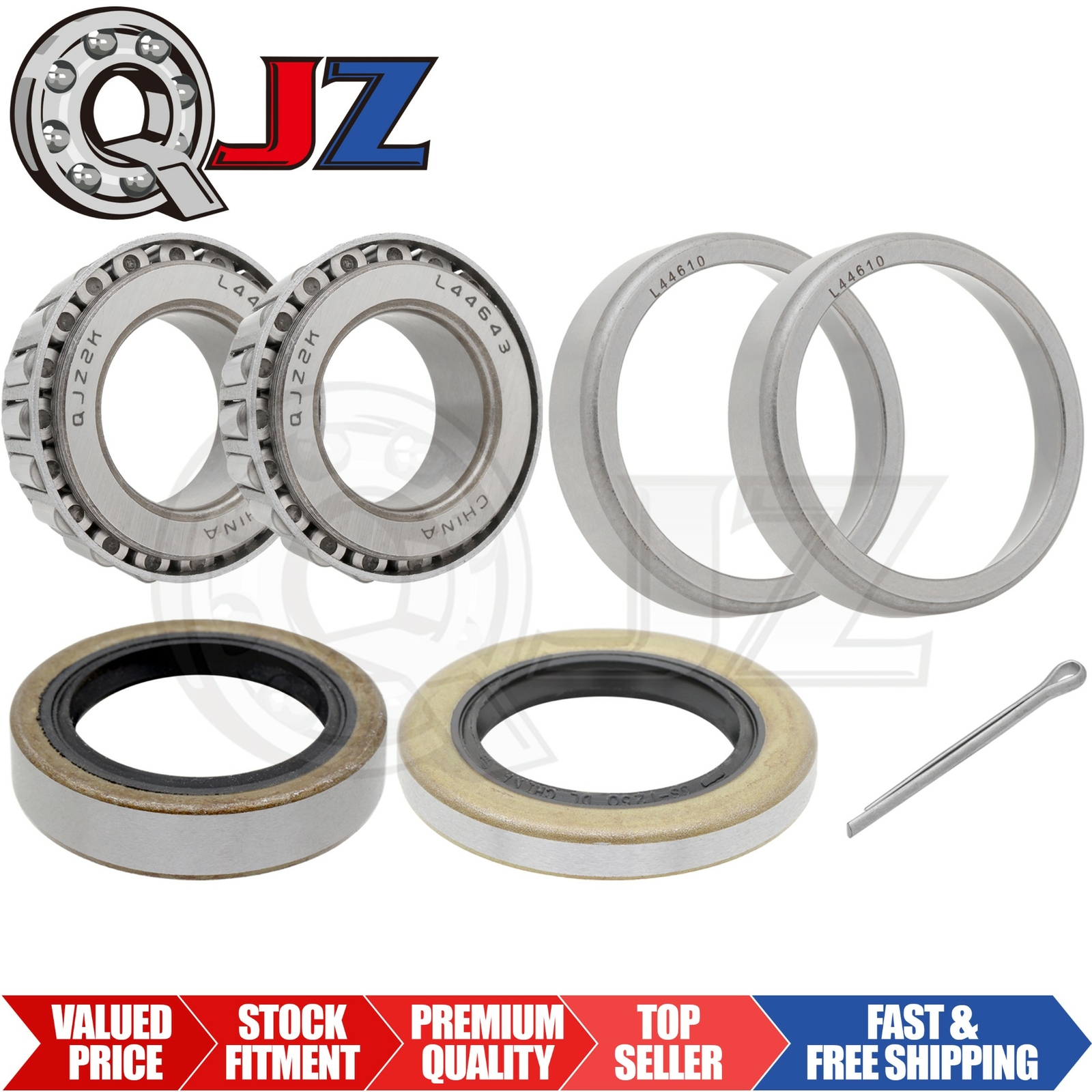 [1-Set] 2500lbs BK1-500 Trailer Bearing Repair Kit w/ L44643 L44610 For UFP Hubs