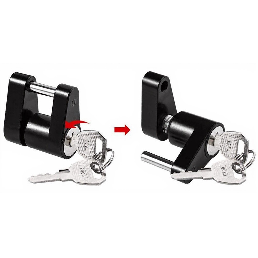 Trailer For Hitch Coupler Lock with Flat Key 1/4 in Dia 3/4 in Span Steel