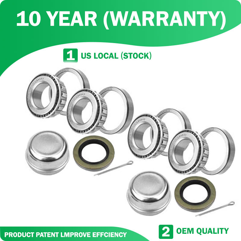 4pcs For 2000 lb Axle Trailer Hub Wheel Bearing Kit L44643 Seal 1.25” L44610