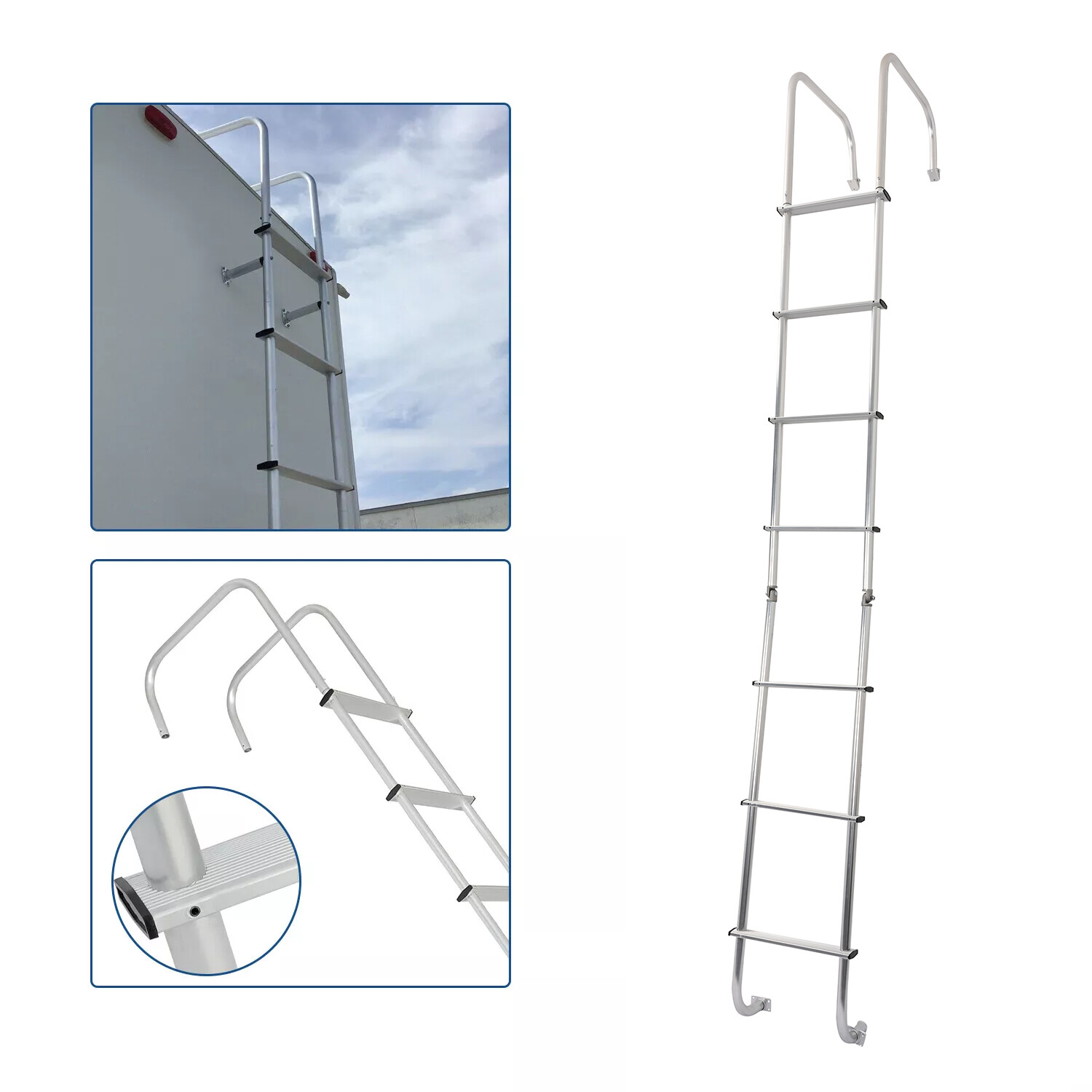 113″ Universal Exterior RV Ladder Silver Aluminium Replace For 139.21 LA-401