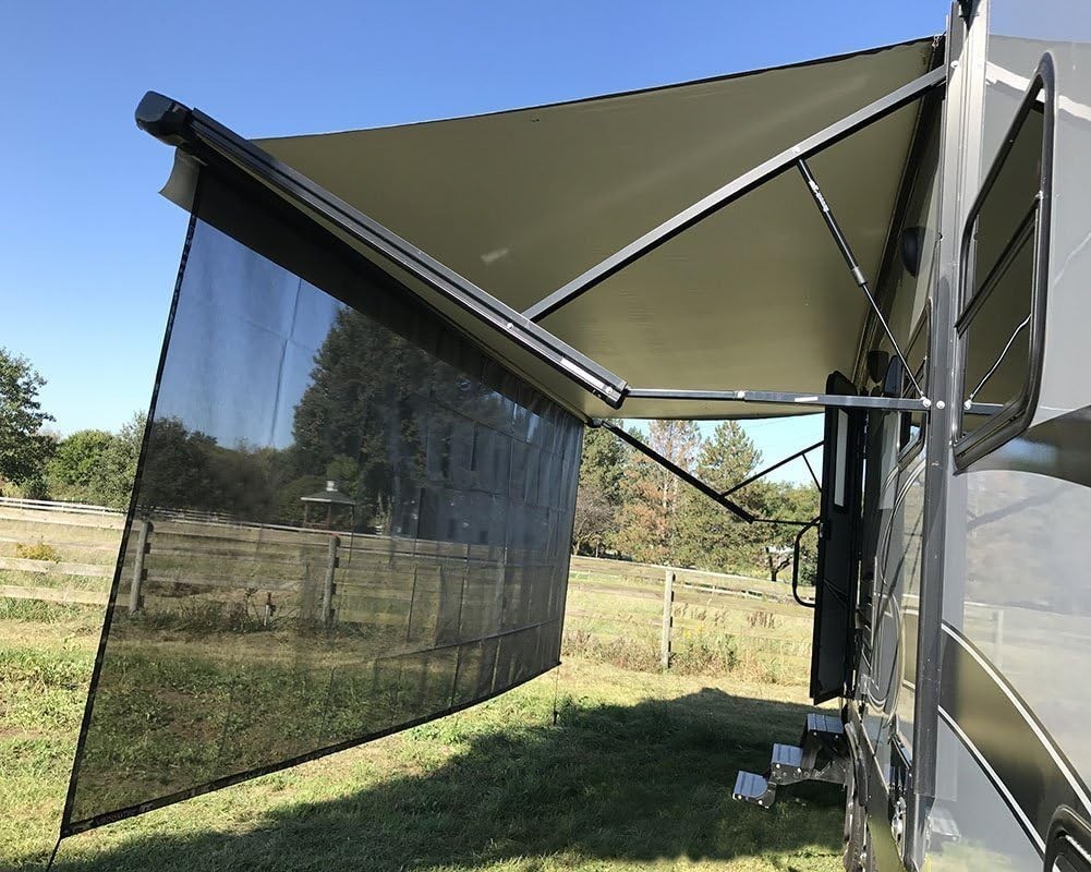 RV Awning Sun Shade Screen Camper Travel Trailer Sunshade 8’X16’3”, Black | …