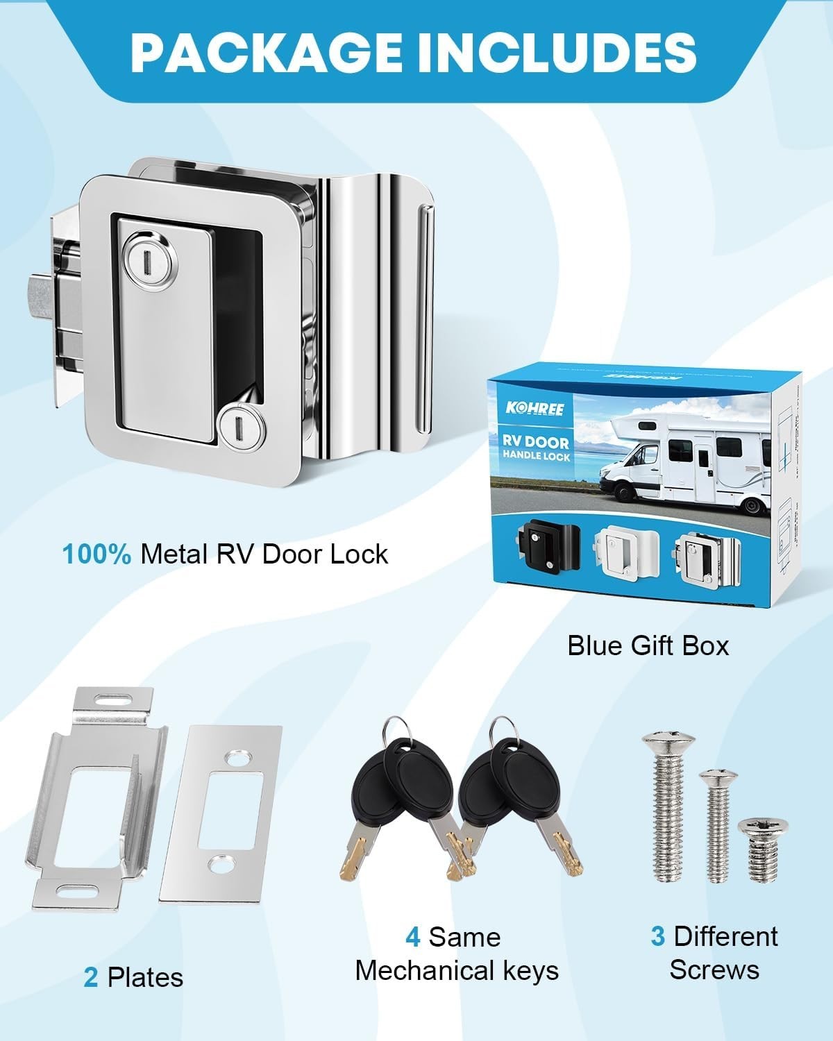 Durable RV Entry Door Lock – 100% Zinc Alloy & Weather Resistant Chrome Finish