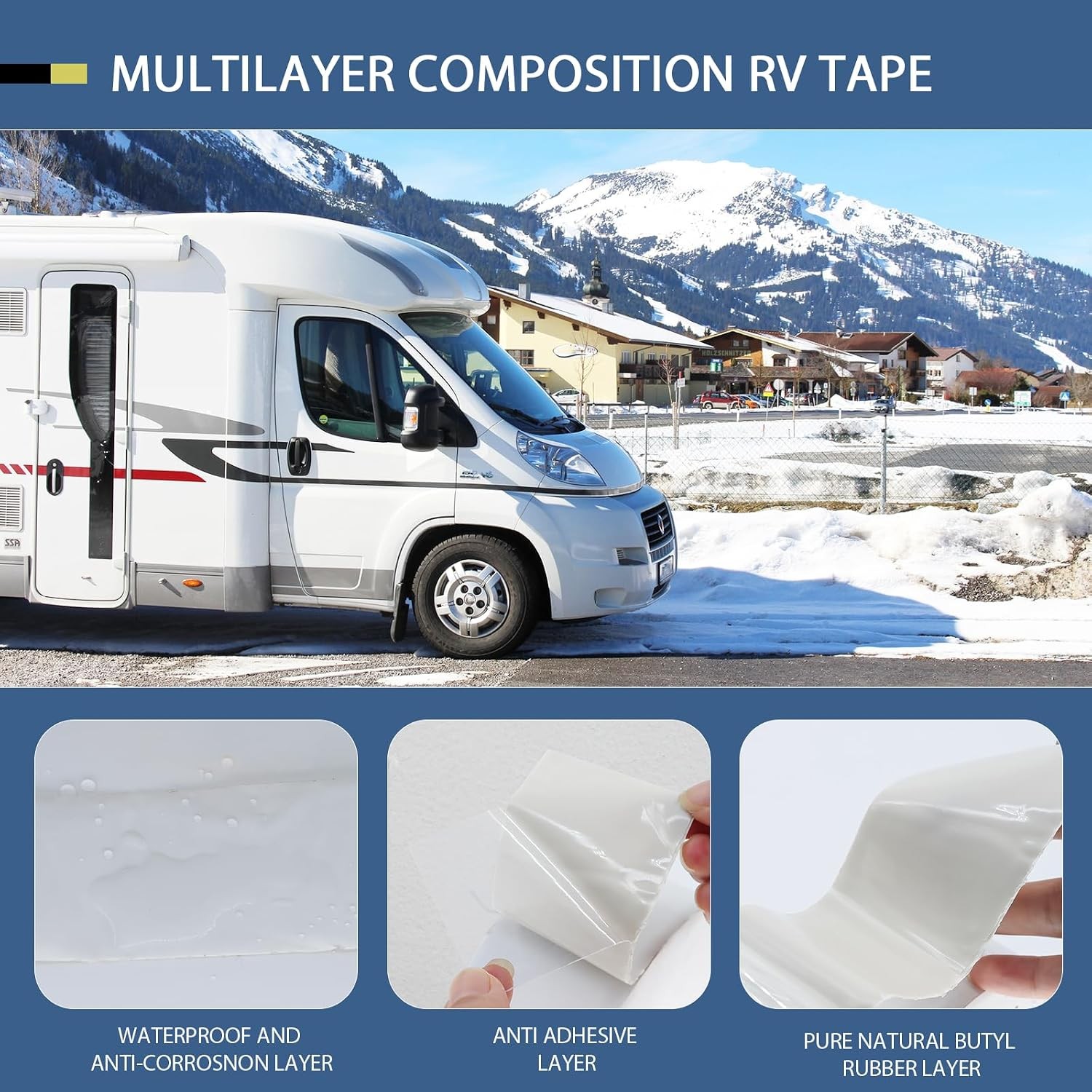 RV Roof Tape 6 Inch X 50 Feet 1Pack, UV Weatherproof White 6IN×50FT 1Roll