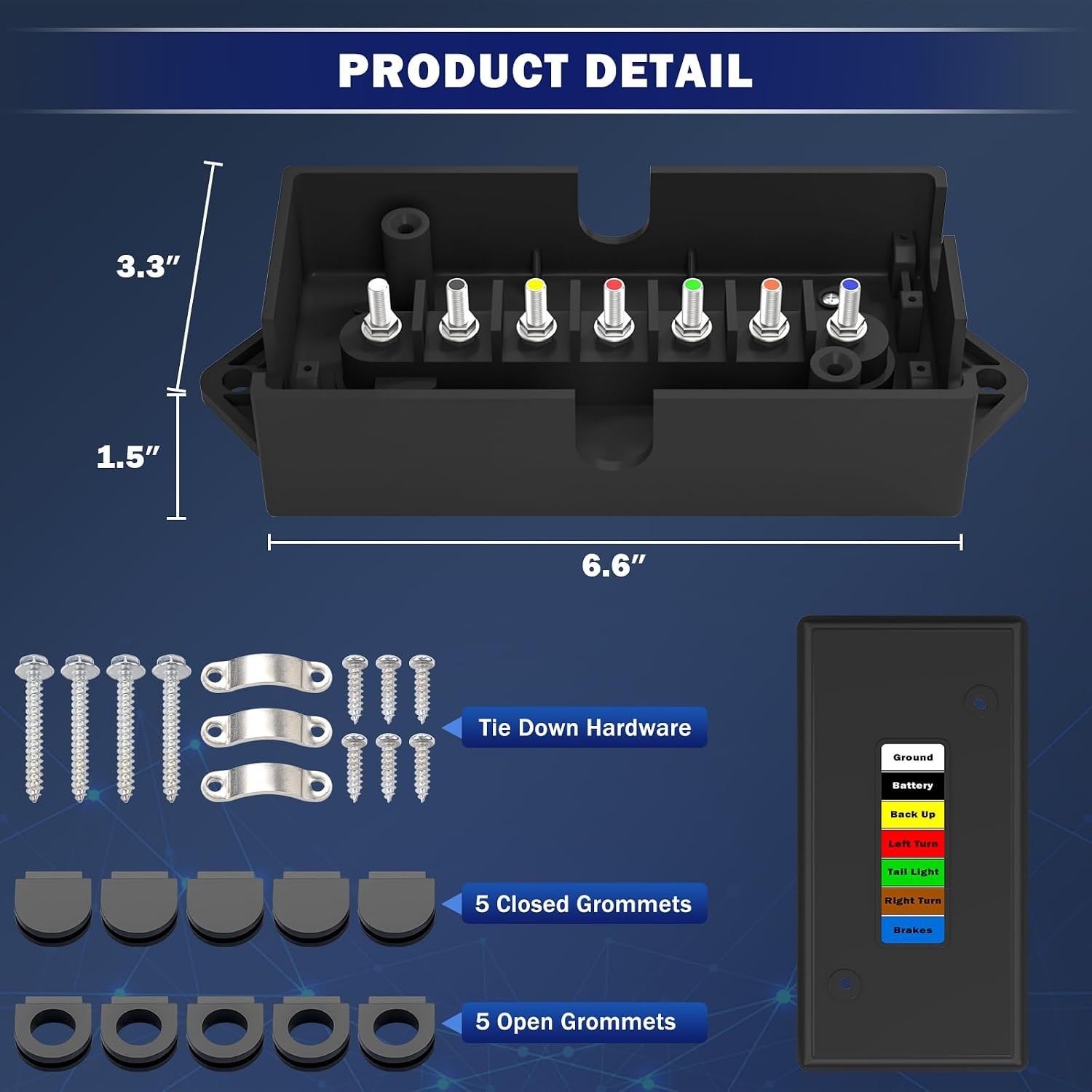 Complete 7-Pin Trailer Junction Box Set with Installation Accessories for RVs
