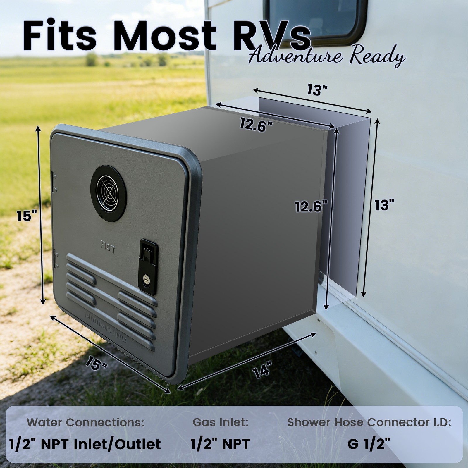 67000 BTU 12V DC RV Instant Tankless Water Heater High Altitude Mode 15×15 in