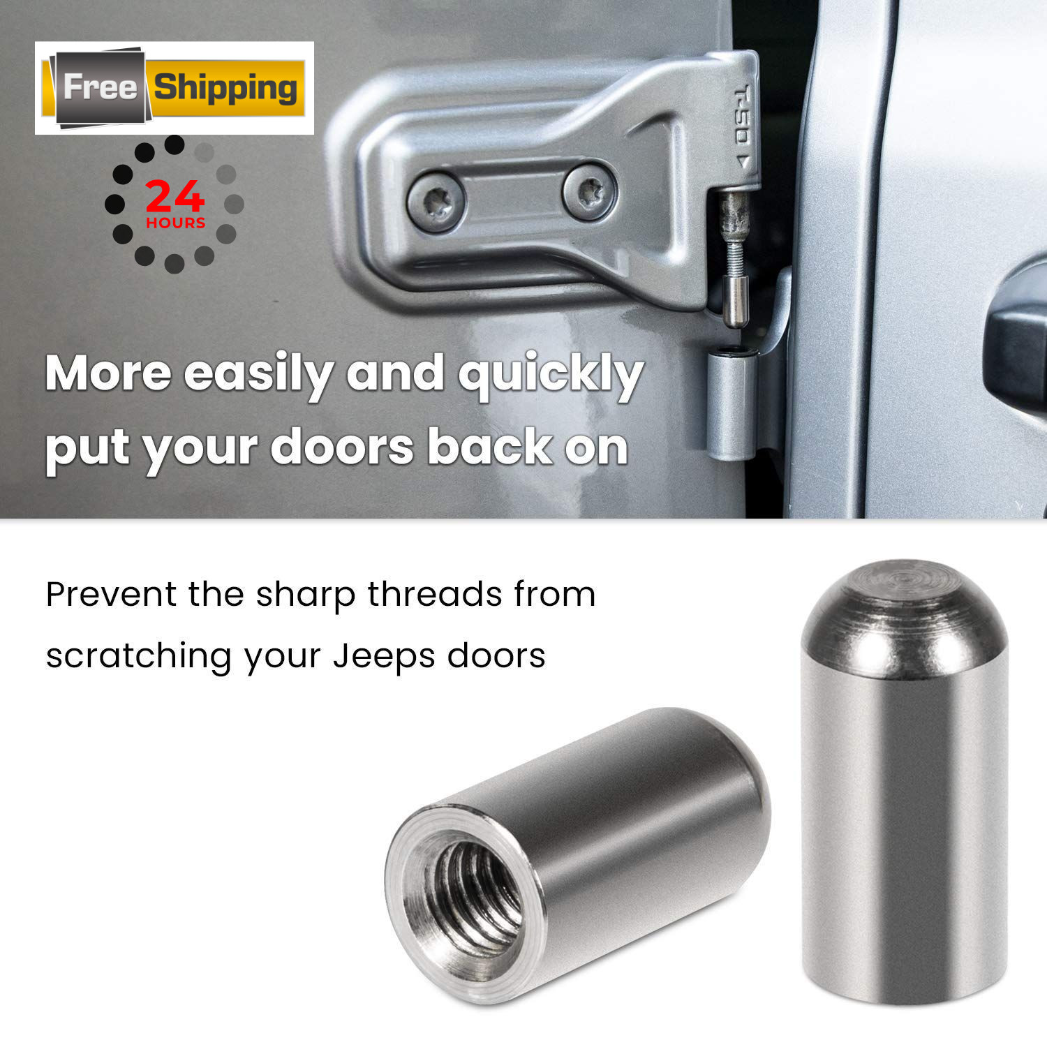 Door Pin Guides for Jeep Wrangler JK JKU JL One Size, 8 PCS