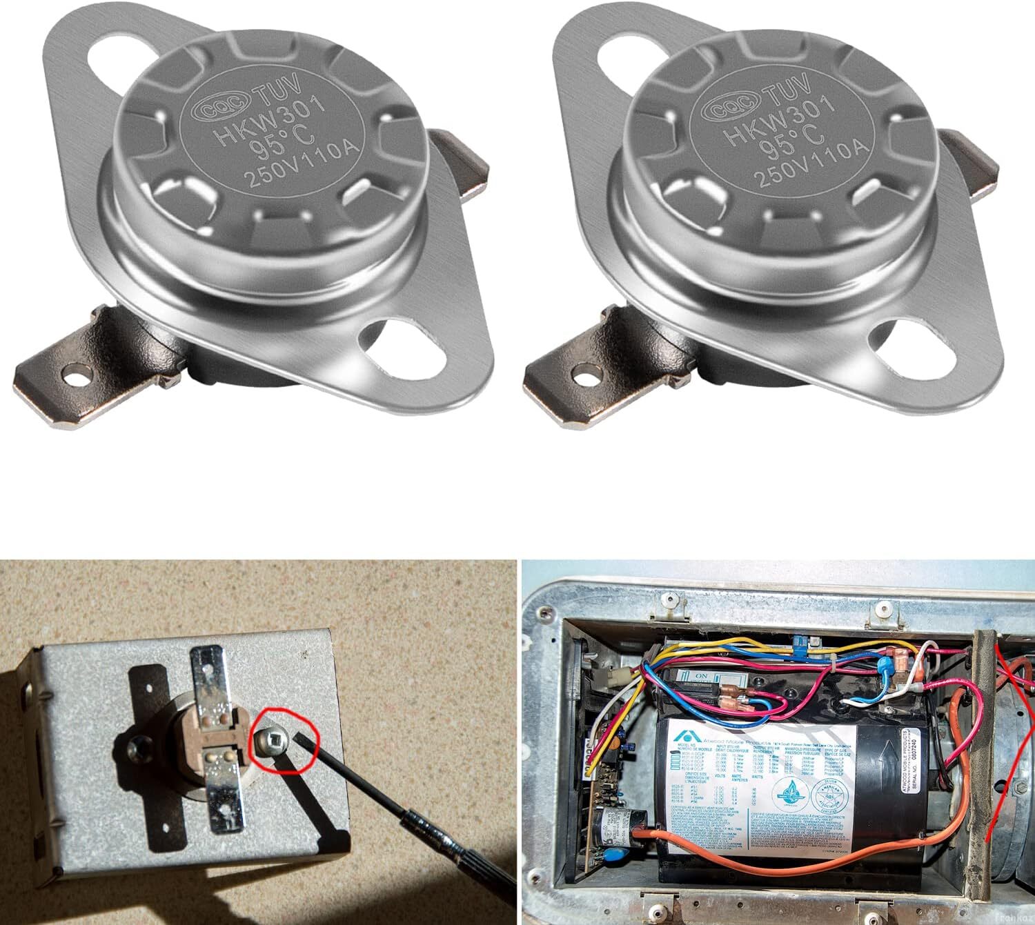 for Atwood Hydro Flame RV Furnace Heater Limit Switch 37022 (36176) 190℉ 2pcs